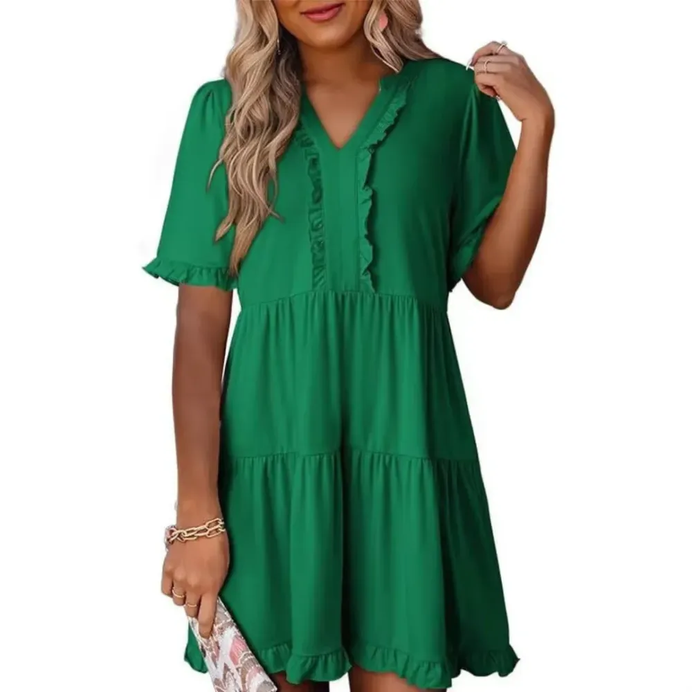 Casual V-Neck Mini Dress (Less than $3 each!)