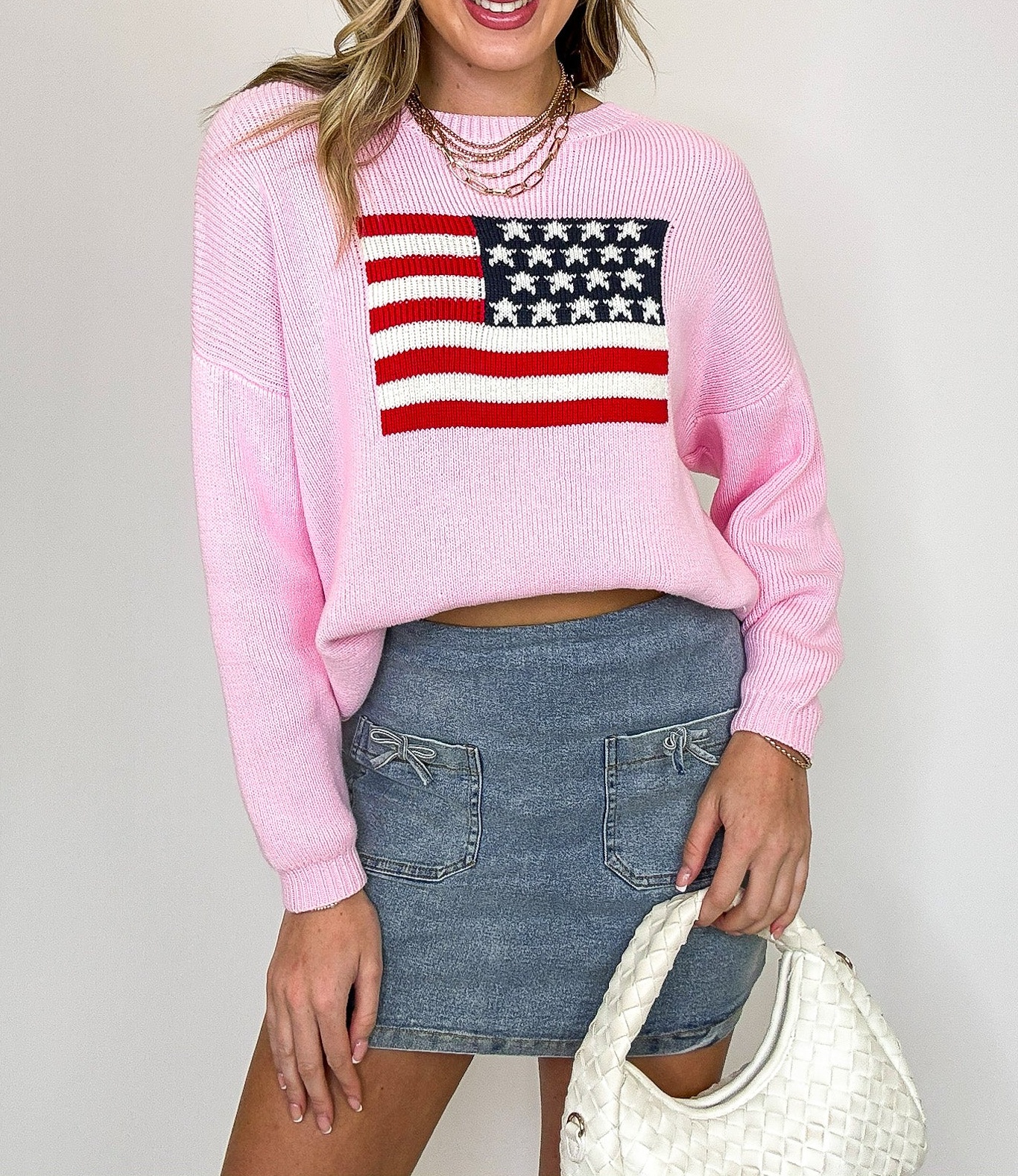 Cotton Candy Liberty American Flag Knit Sweater