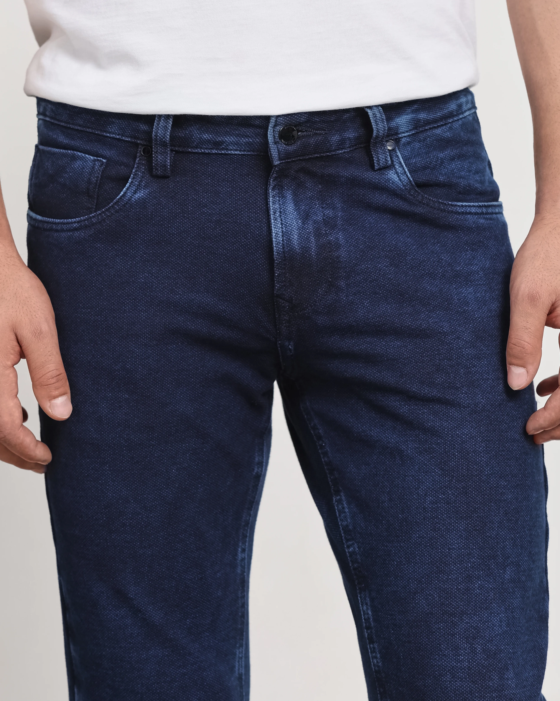 Classic Versatile And Comfortable Straight Dark Indigo Blue Jeans