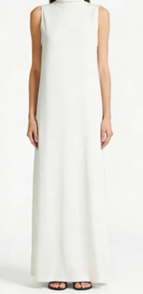 High Neck Sleeveless Maxi Dress (Gray & White)