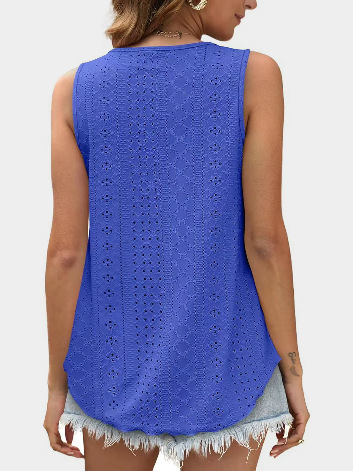 Eyelet Round Neck Tank (multiple color options)