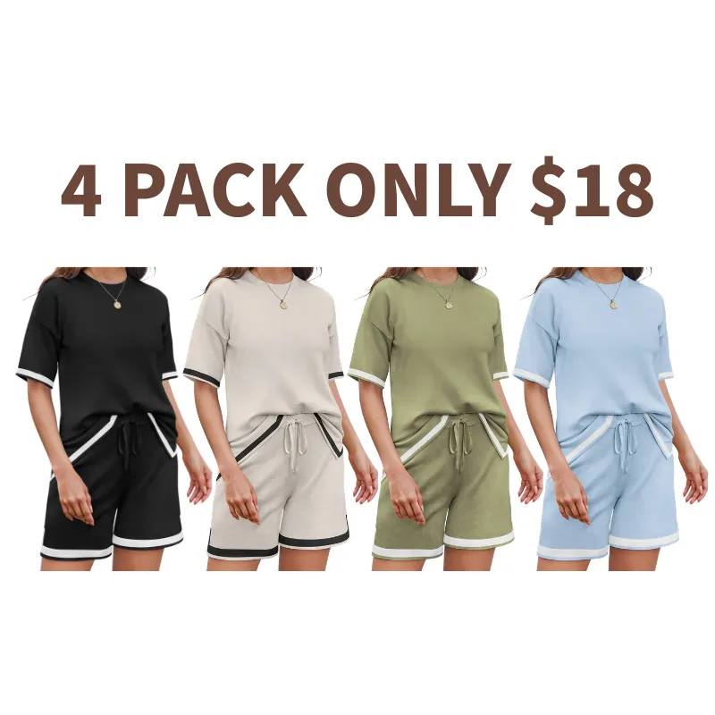 🔥8-PACK (Contain all color)🔥Women's Summer Knit Pajama Set