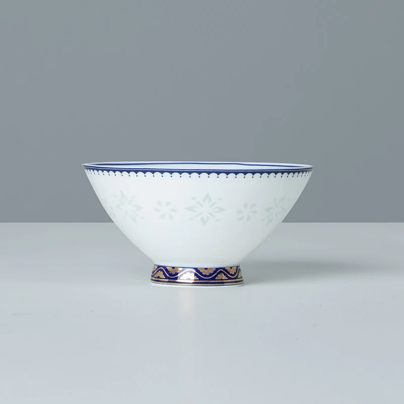 White-Blue Trim Porcelain Dinnerware