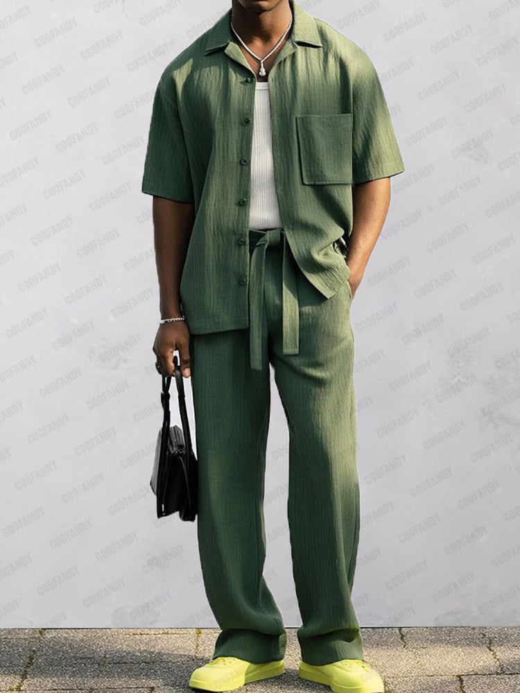 Casual Chic 100% Cotton Shirt Pants Set