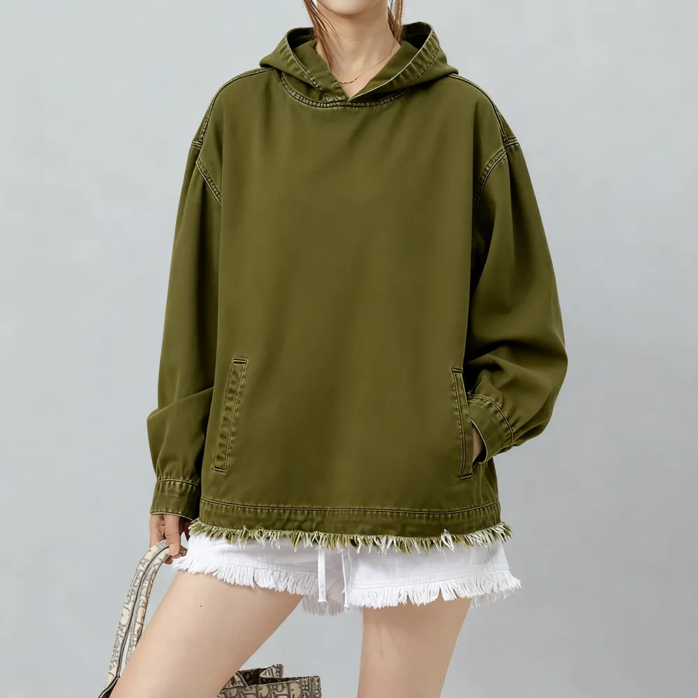 WOMEN'S DENIM HOODED SWEATSHIRT