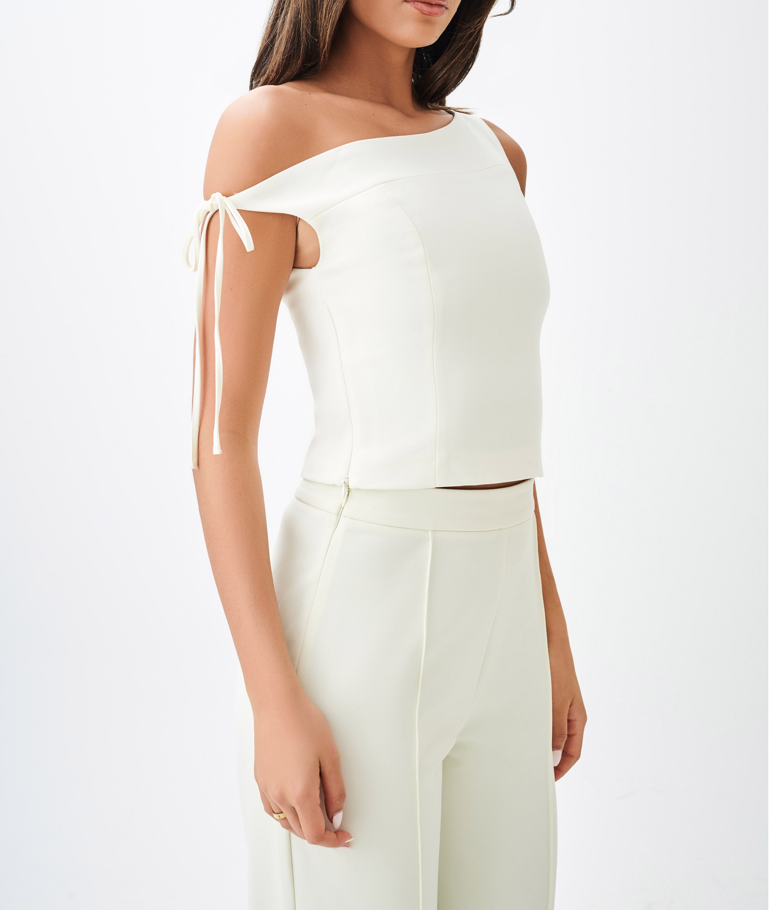 Ivory Suiting Off Shoulder Top