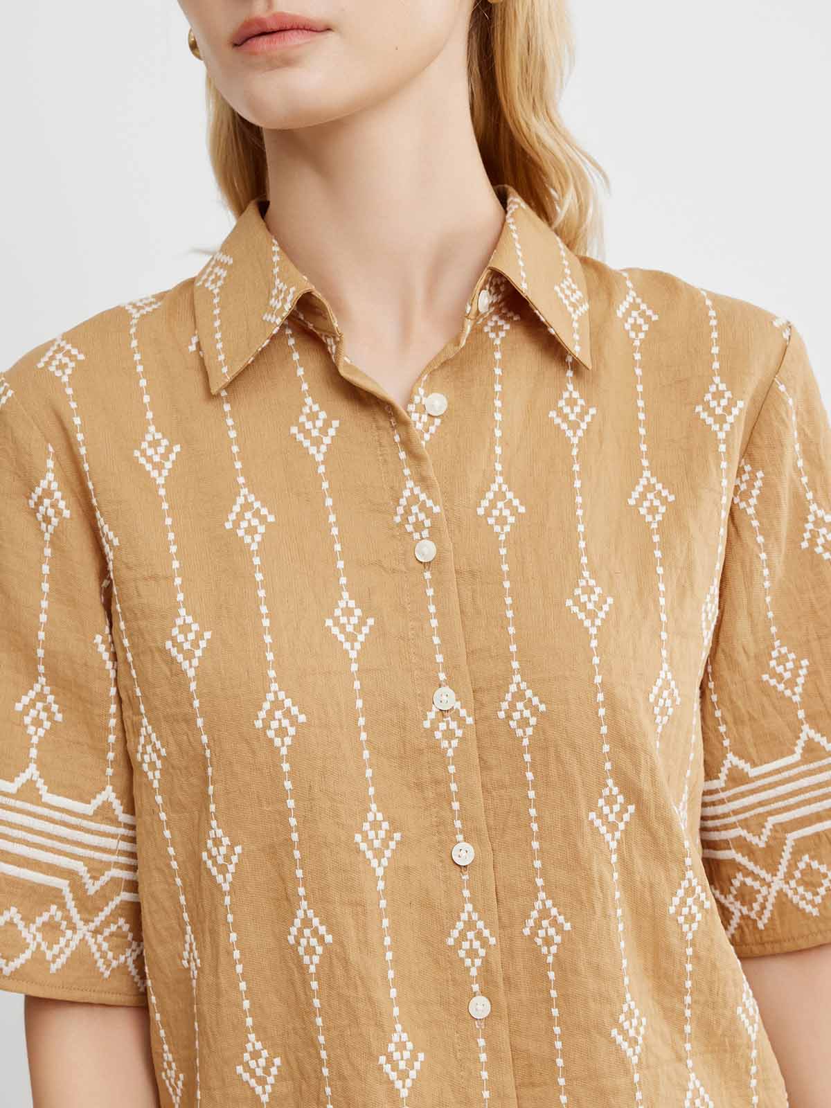 ASOBIO Embroidered Linen Shirt
