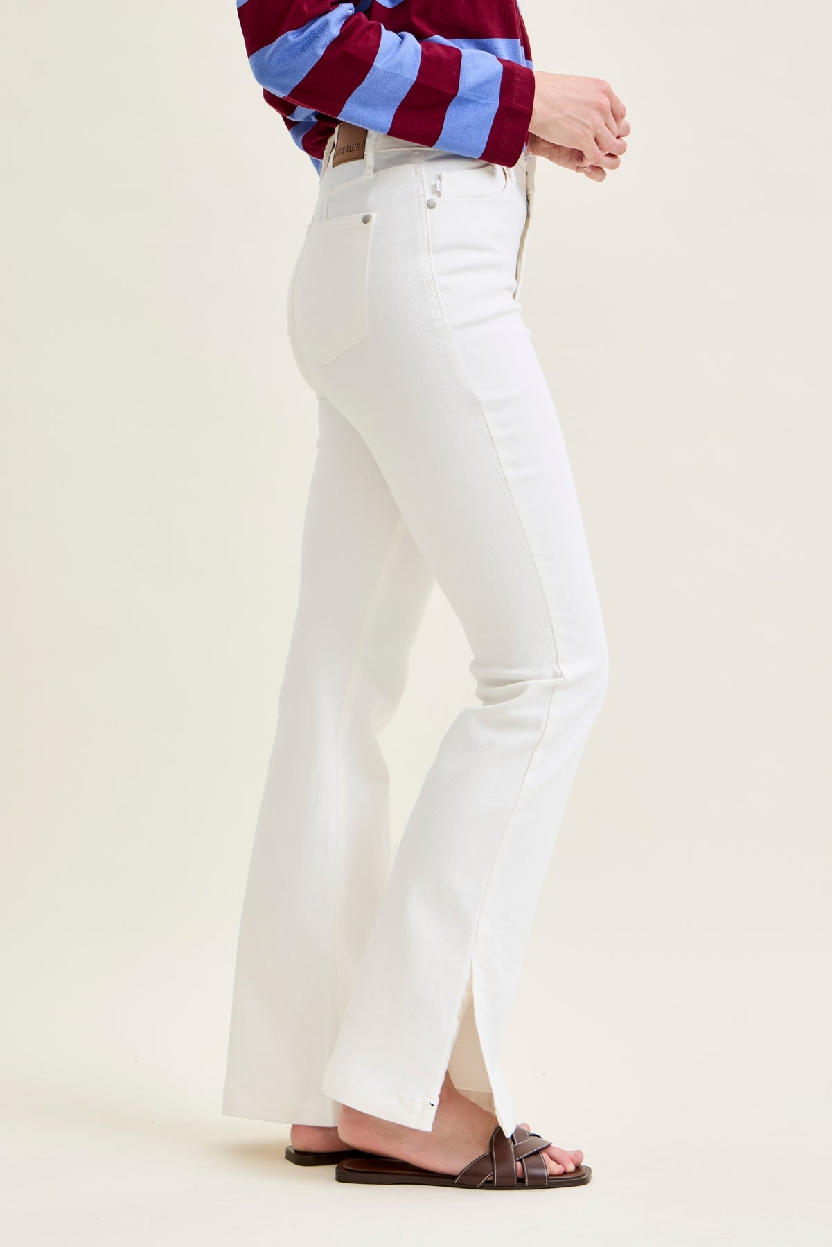 Lara White Slim Boot with Side Slit