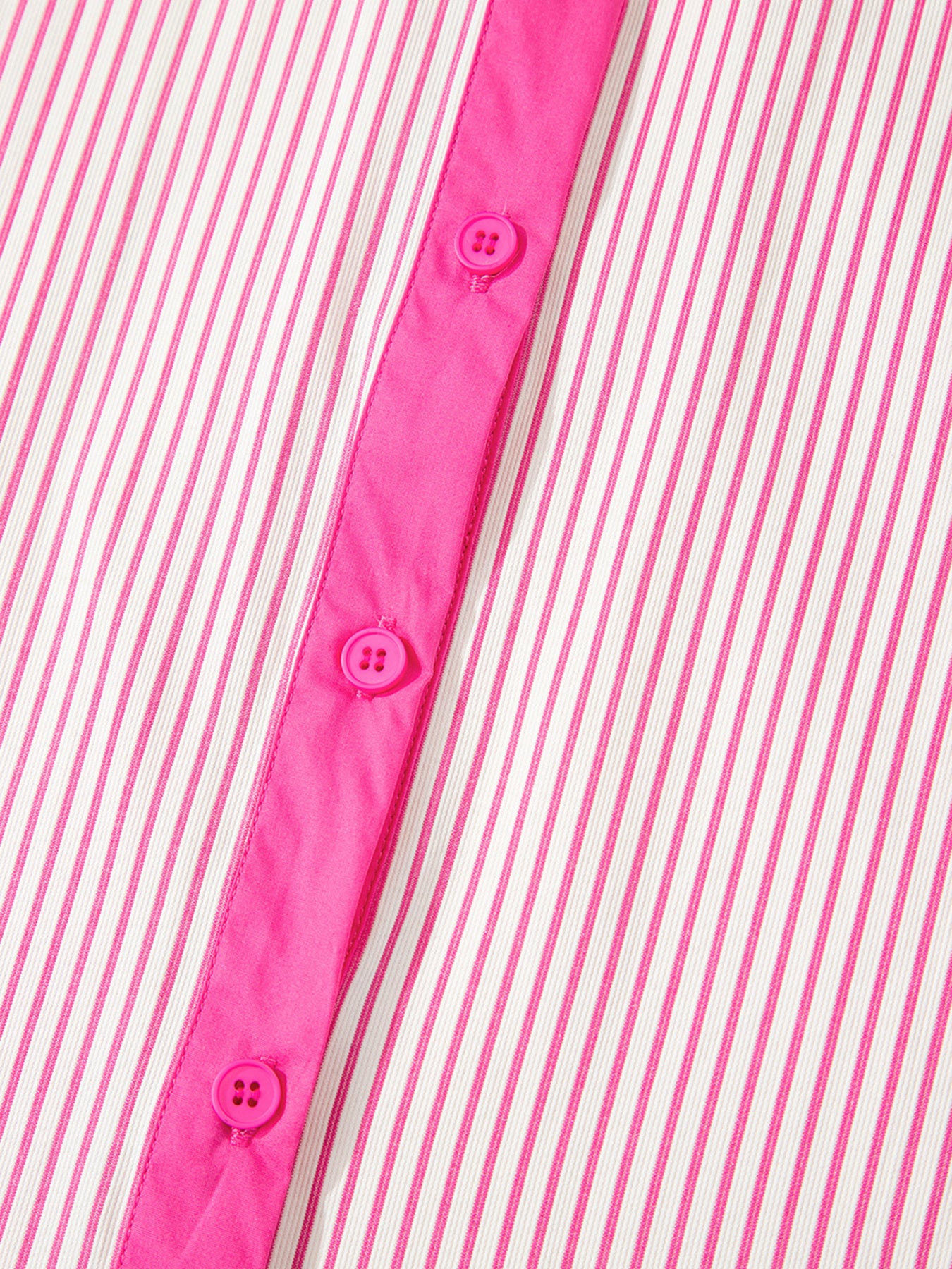 Stripe Color Block Patchwork Shirt Collar Button Down Puff Sleeve Mini Dress