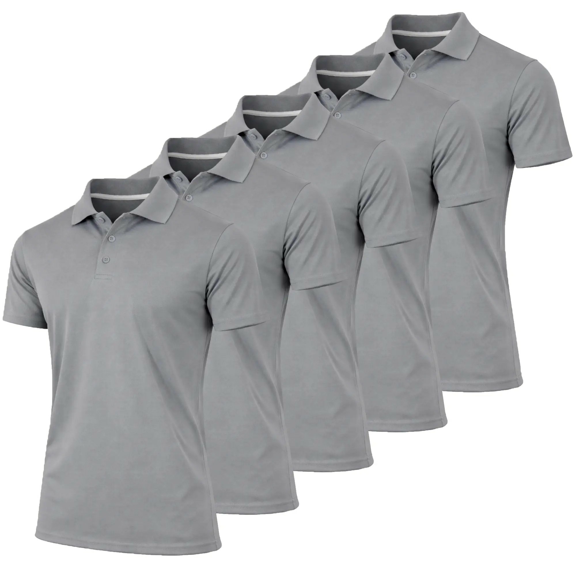 Men's 5-Pack Moisture-Wicking Fabric Polo Collar Shirt Menswear Stylish Ribbed Sleeve