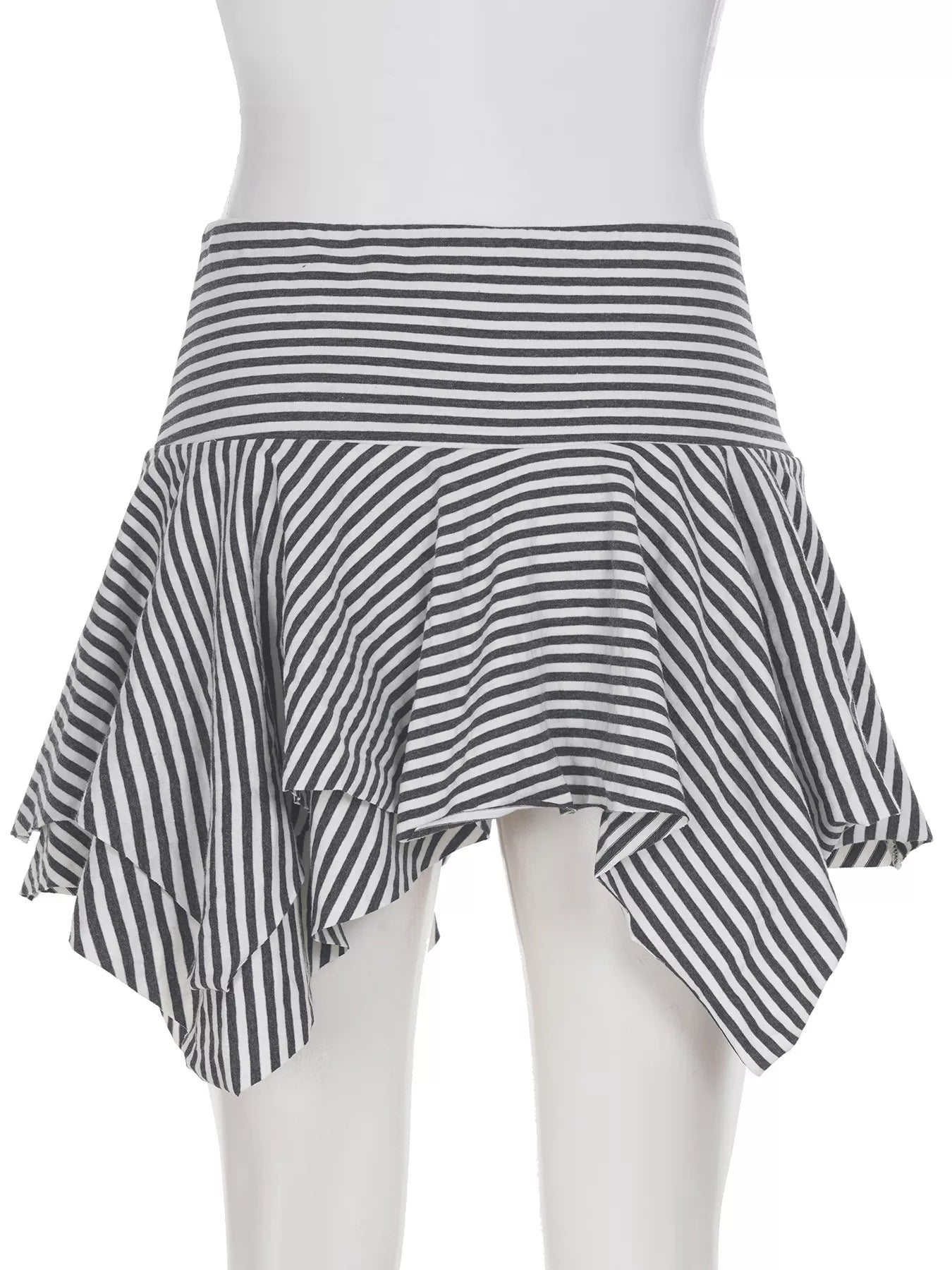 Striped Asymmetrical Hem Mini Skirt
