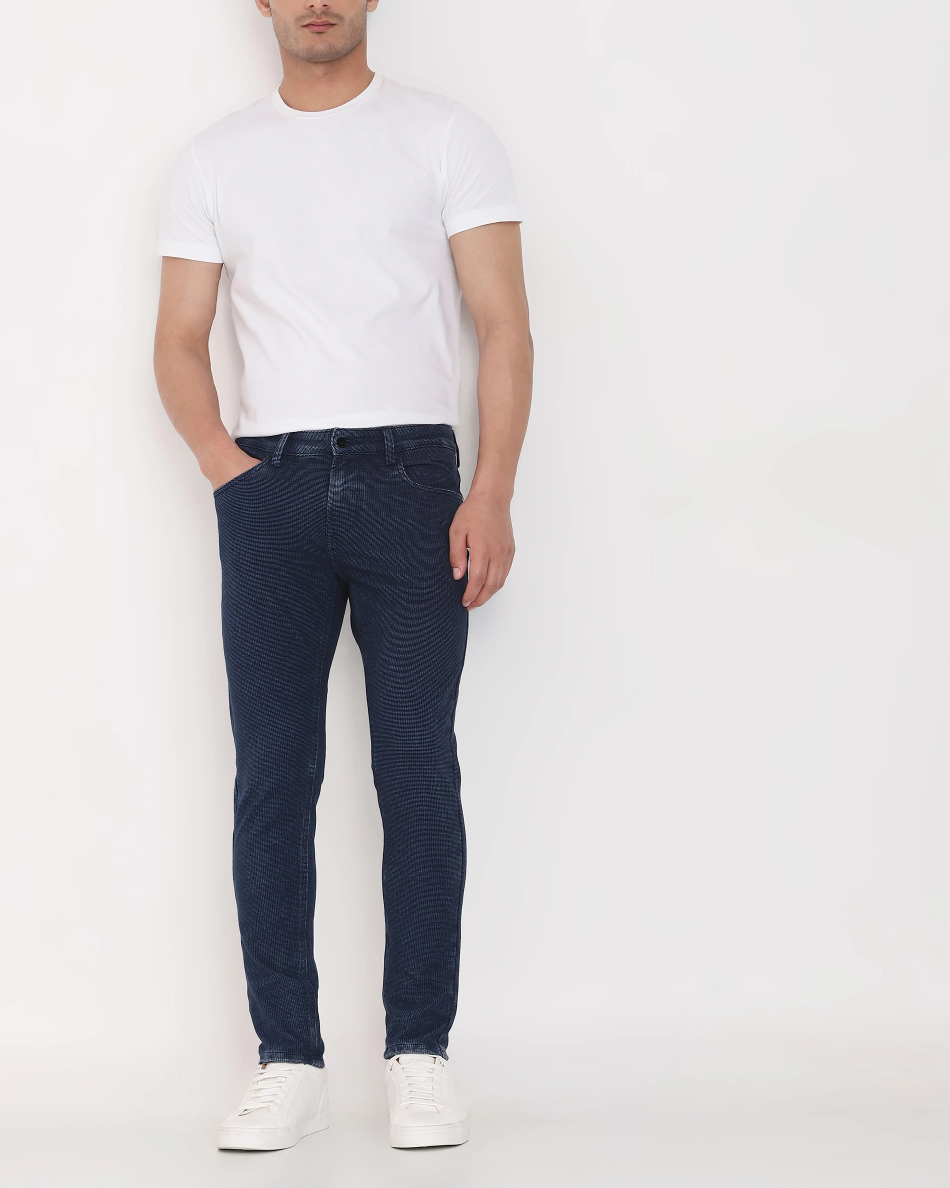 Classic Versatile And Comfortable Straight Mid Blue Jeans