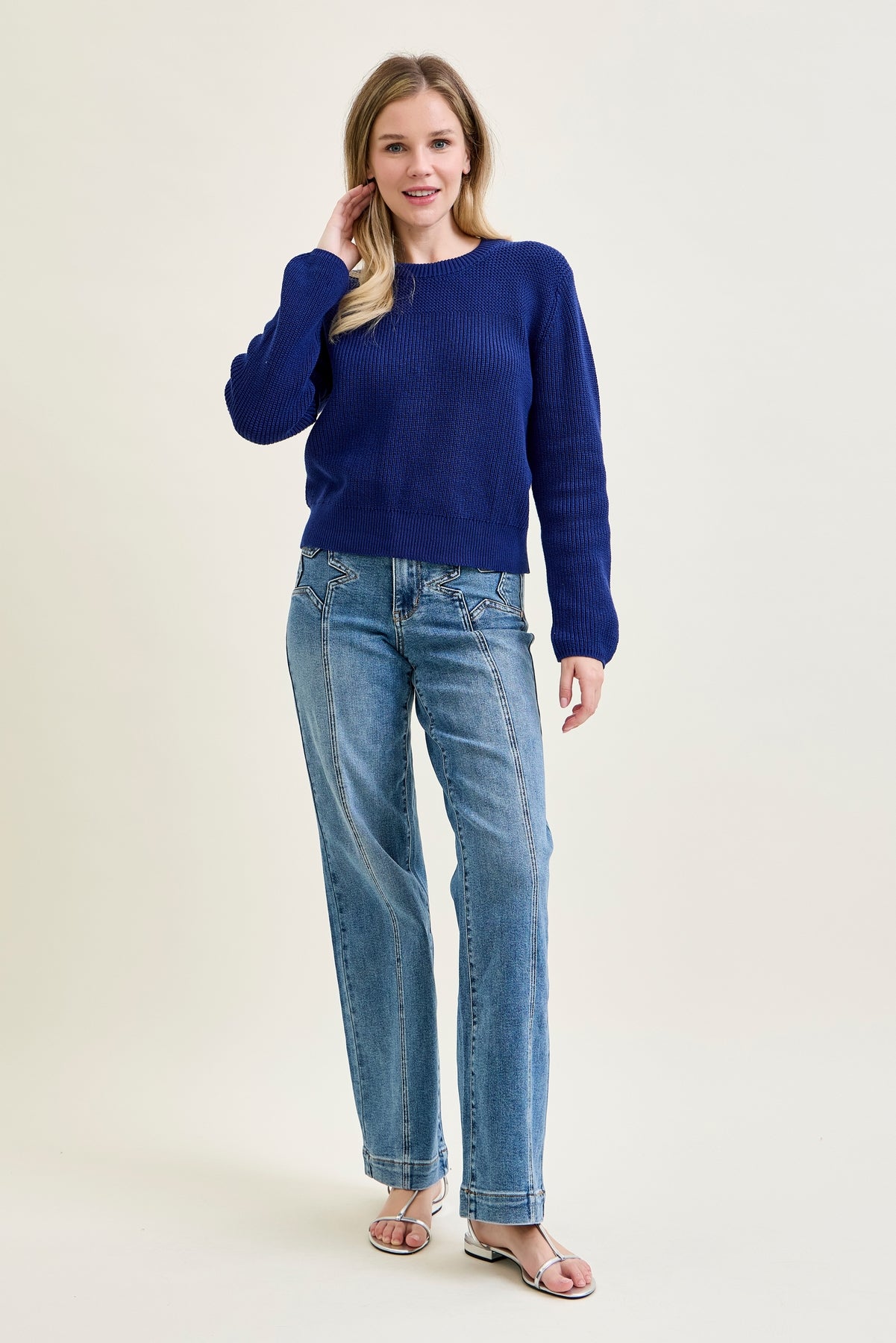 Eliza High Rise Wide Legs with Starry Flair