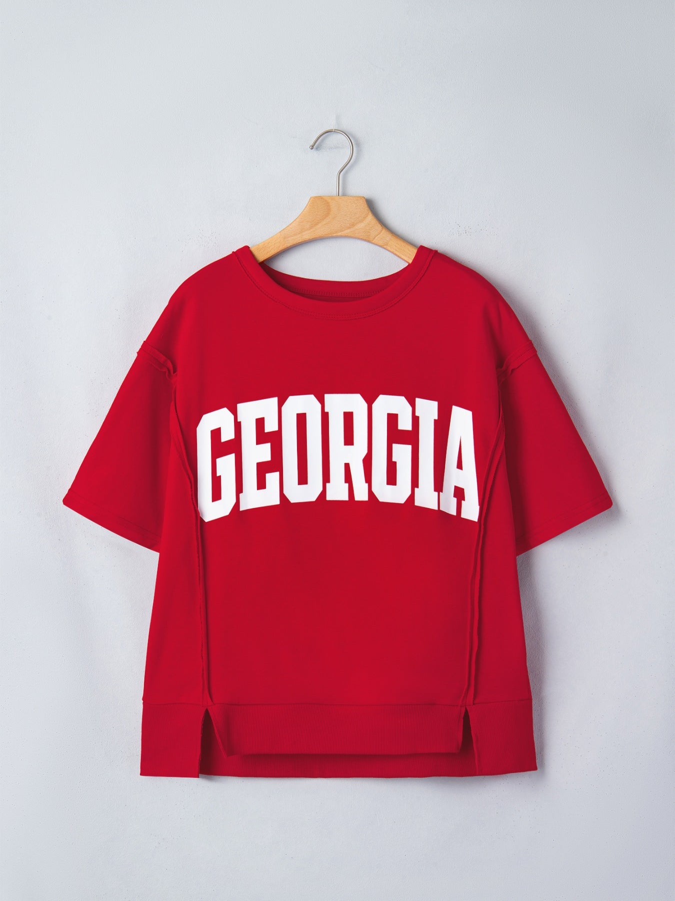 GEORGIE Letter Raw Seam Drop Shoulder Loose Tee