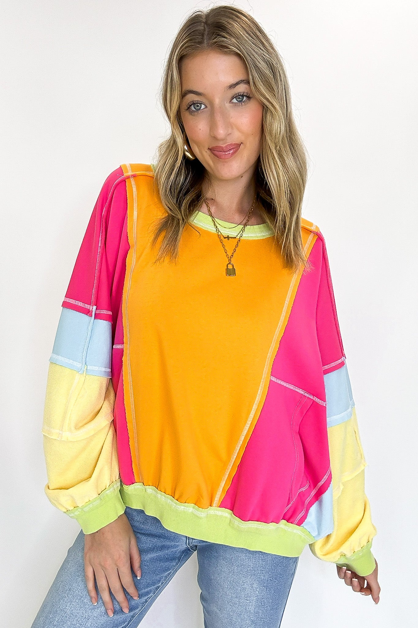 Vintage Washed Terry Raw Edge Pullover