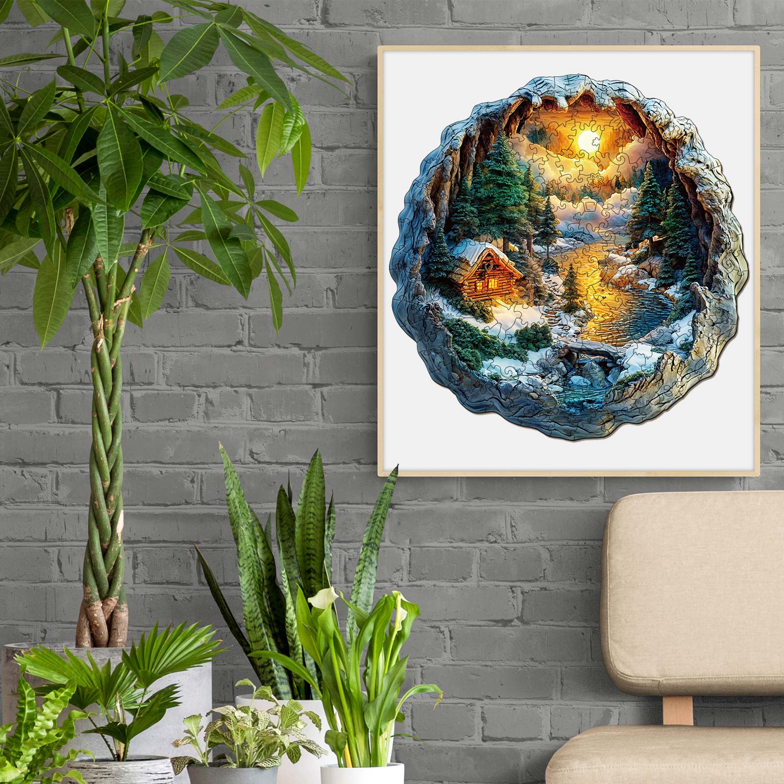 3D Winter Scene Wooden Jigsaw Puzzle