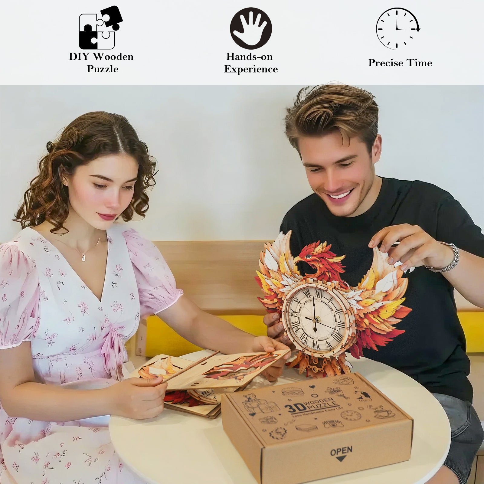 Phoenixâ€“ DIY Wooden Clock, 3D Puzzle Craft Kit