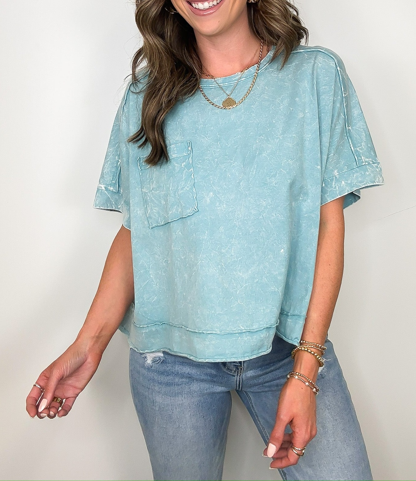 Vivid Aura Mineral Wash Oversized Tee