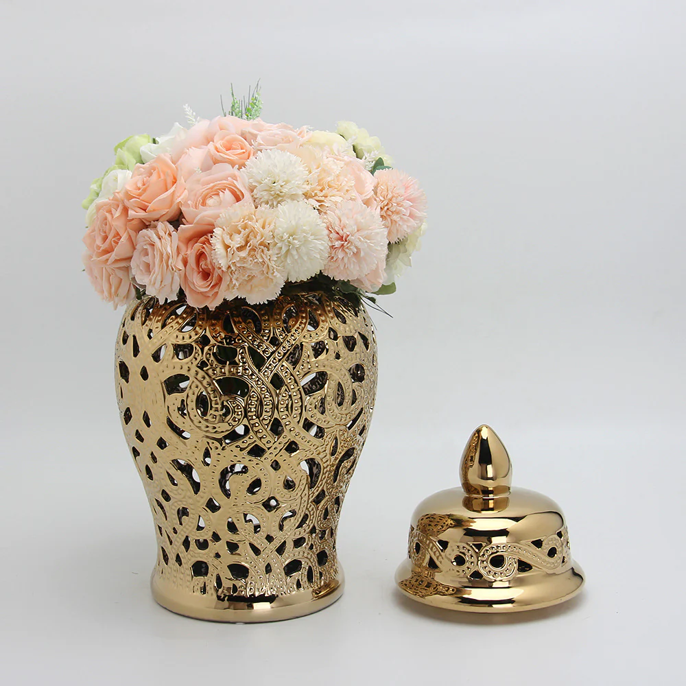 Gold Filigree Ginger Jar with Lid