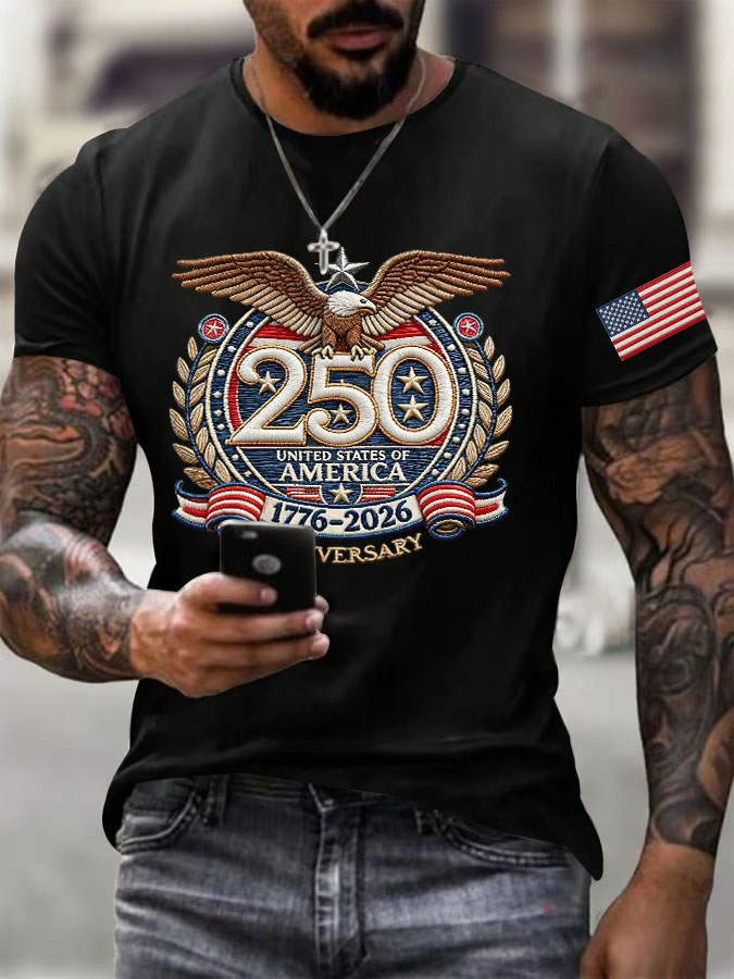 Men'S American Flag Commemorative 250Th Anniversary Classic Pattern Short Sleeve T-Shirt