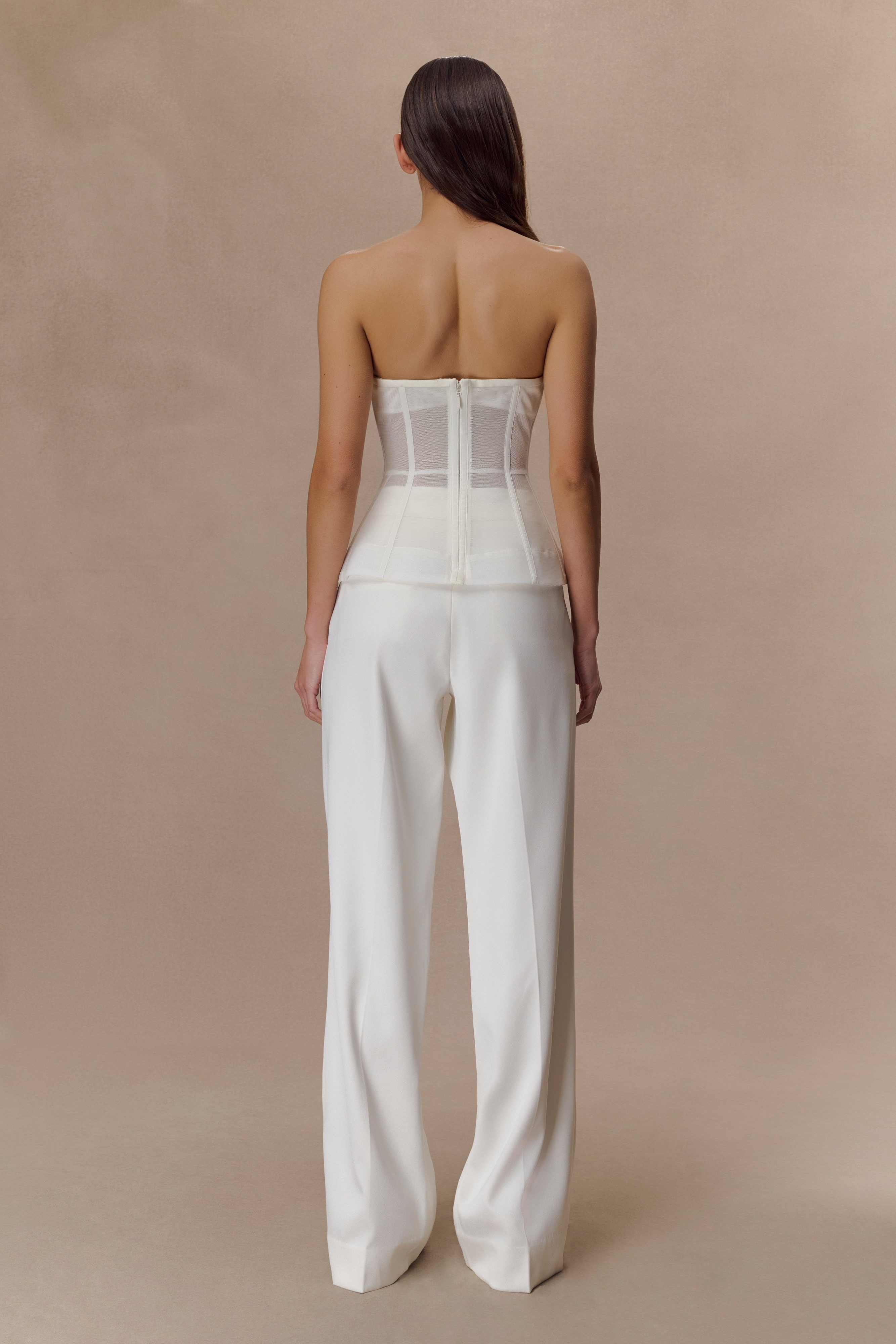 White Satin Straight Leg Pant