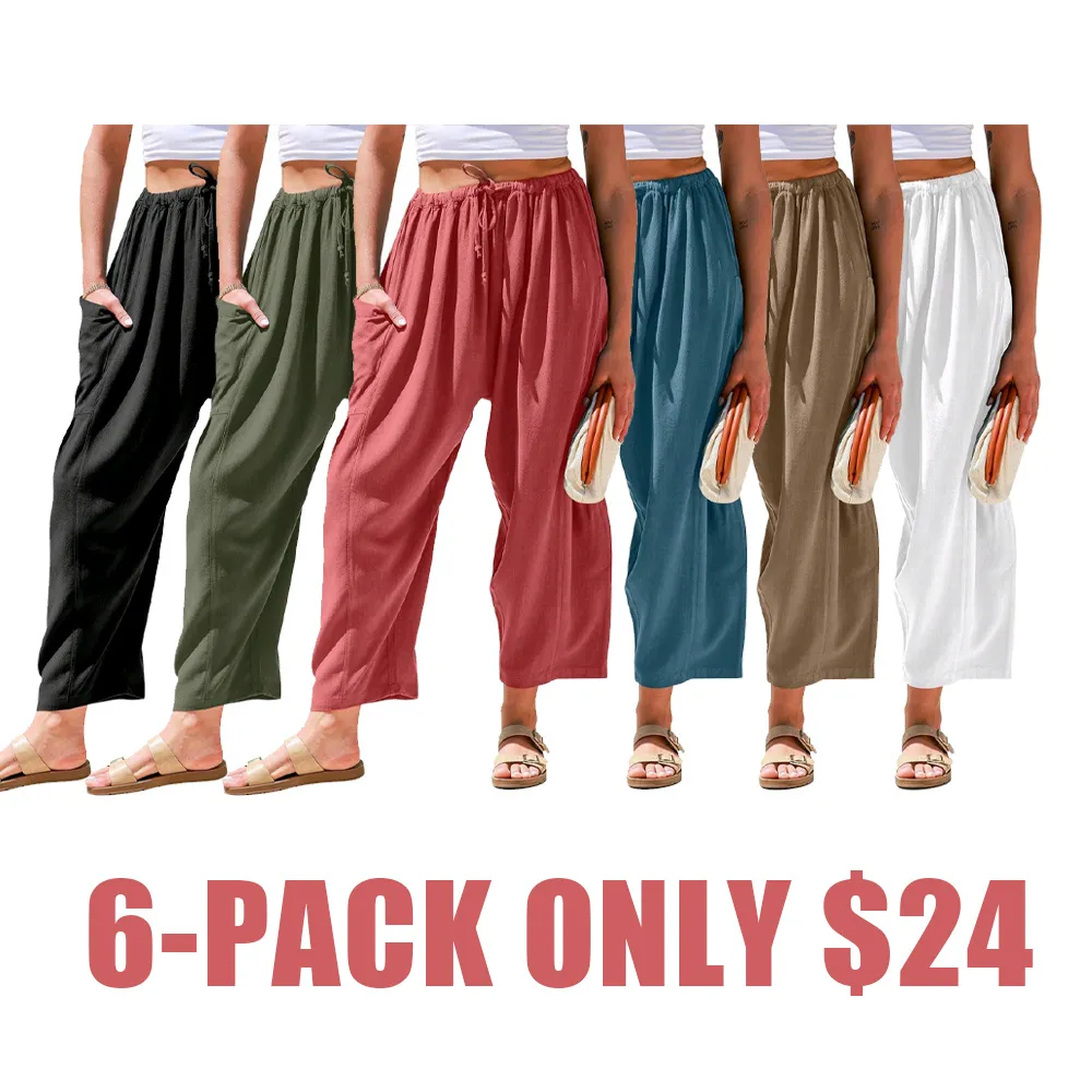 Women's Loose T-Shirt + Linen Wide-Leg Pants