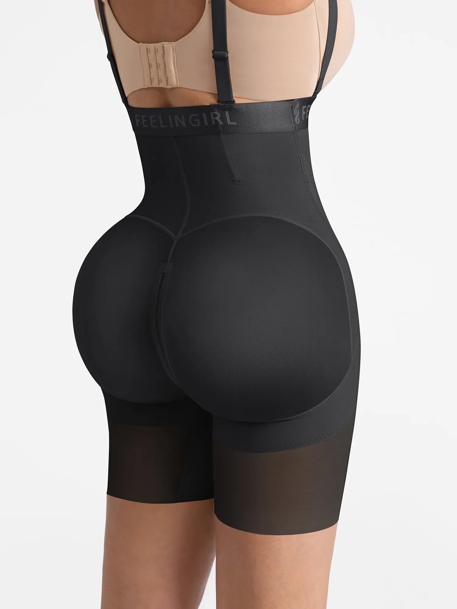 Feelingirl Wide V-neck Belt High-Waist Shaping Shorts