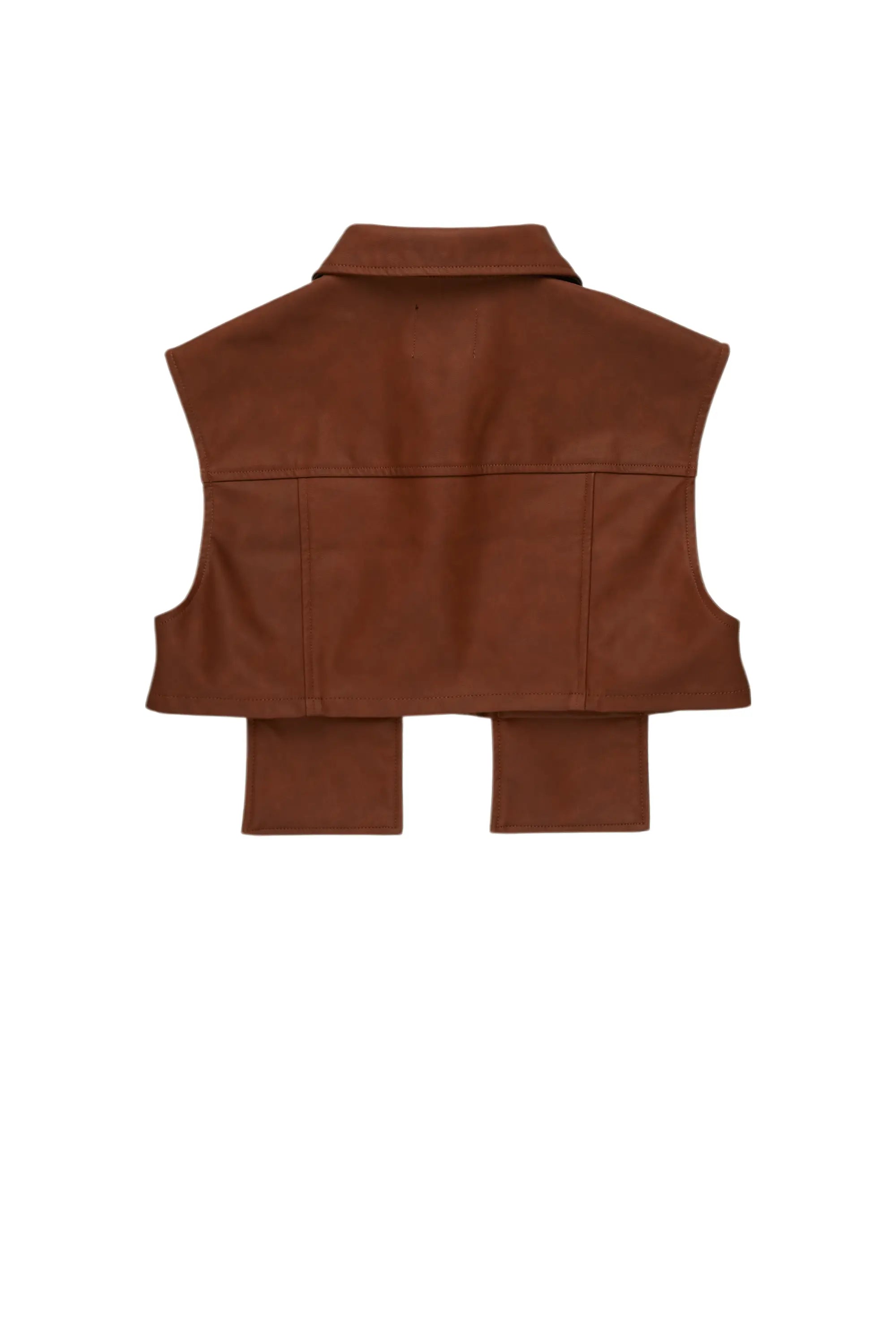 Kiedra Brown Cargo Faux Leather Vest