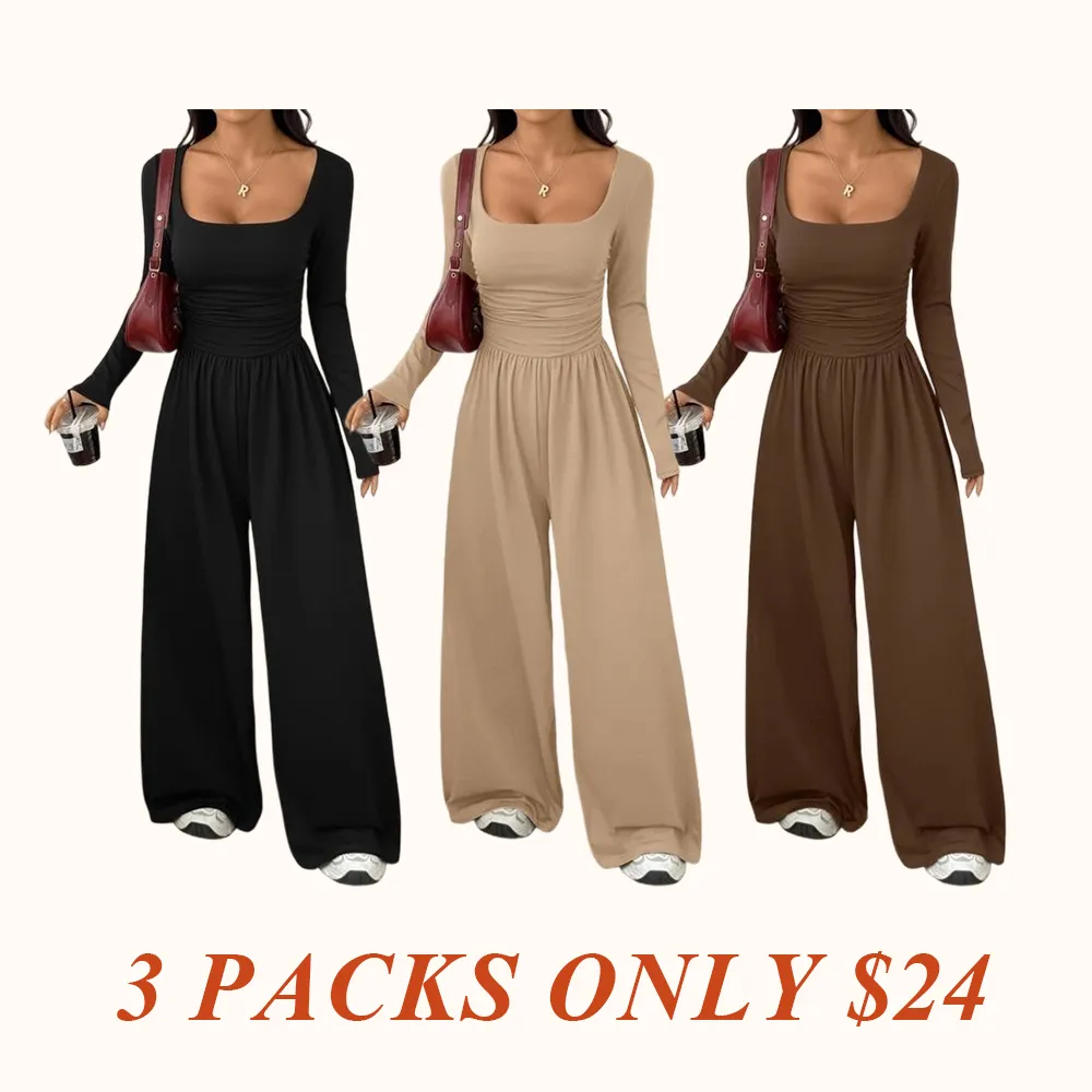 Women's Fall Winter Knit Wide Leg Jumpsuit
