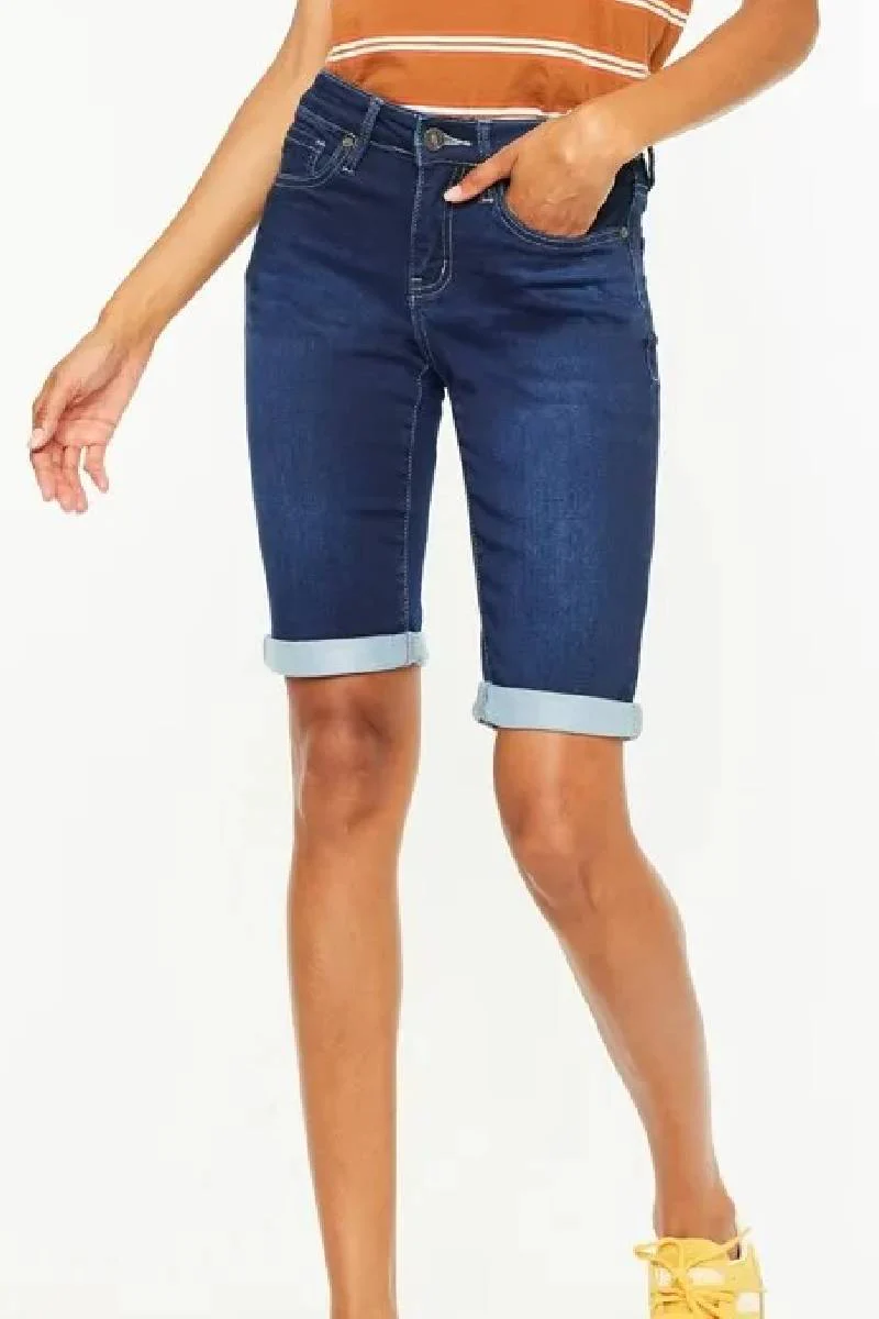 Kancan Mid Rise Bermuda Denim Shorts