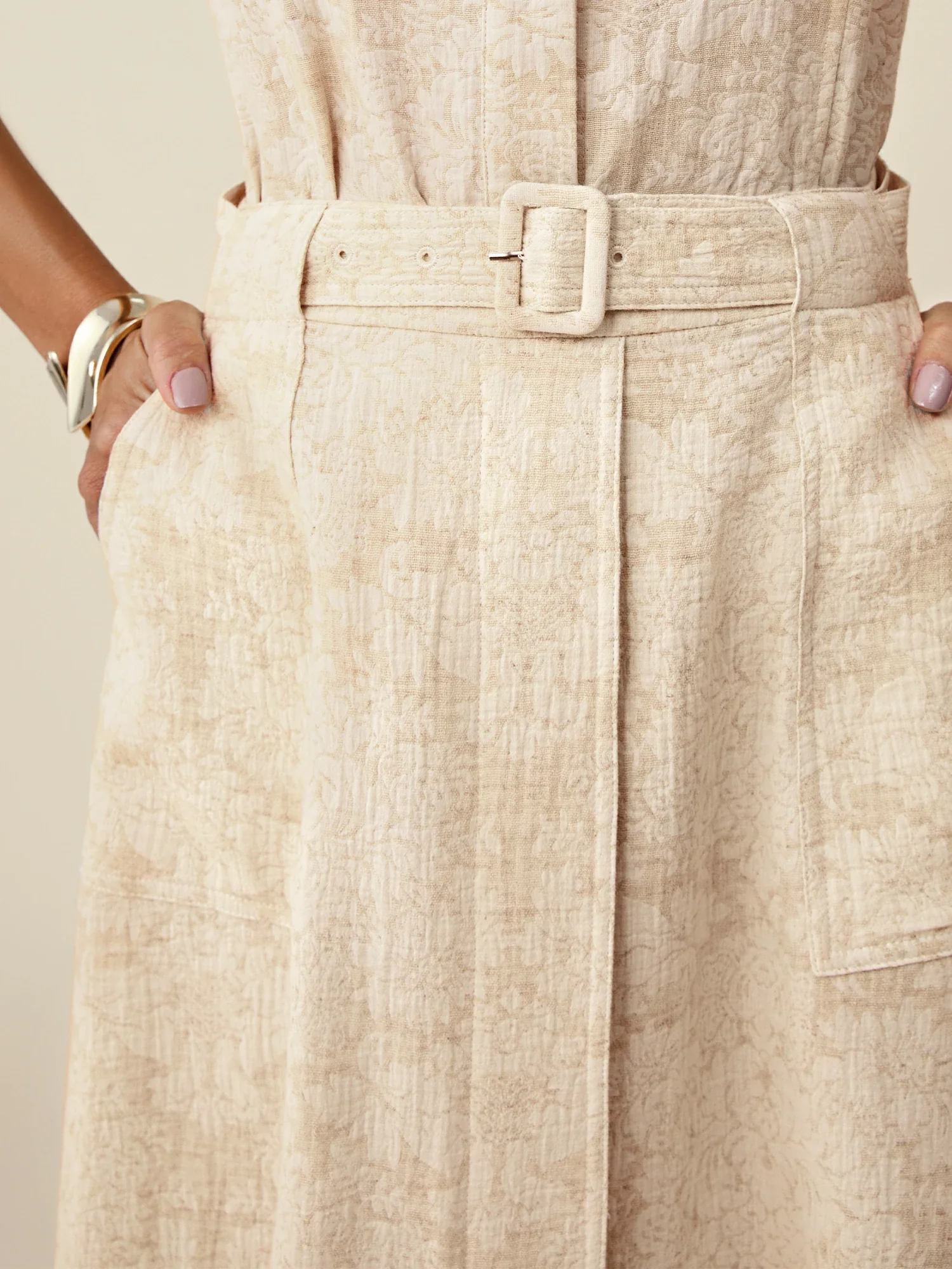 Cotton & Linen Jacquard A-Line Skirt