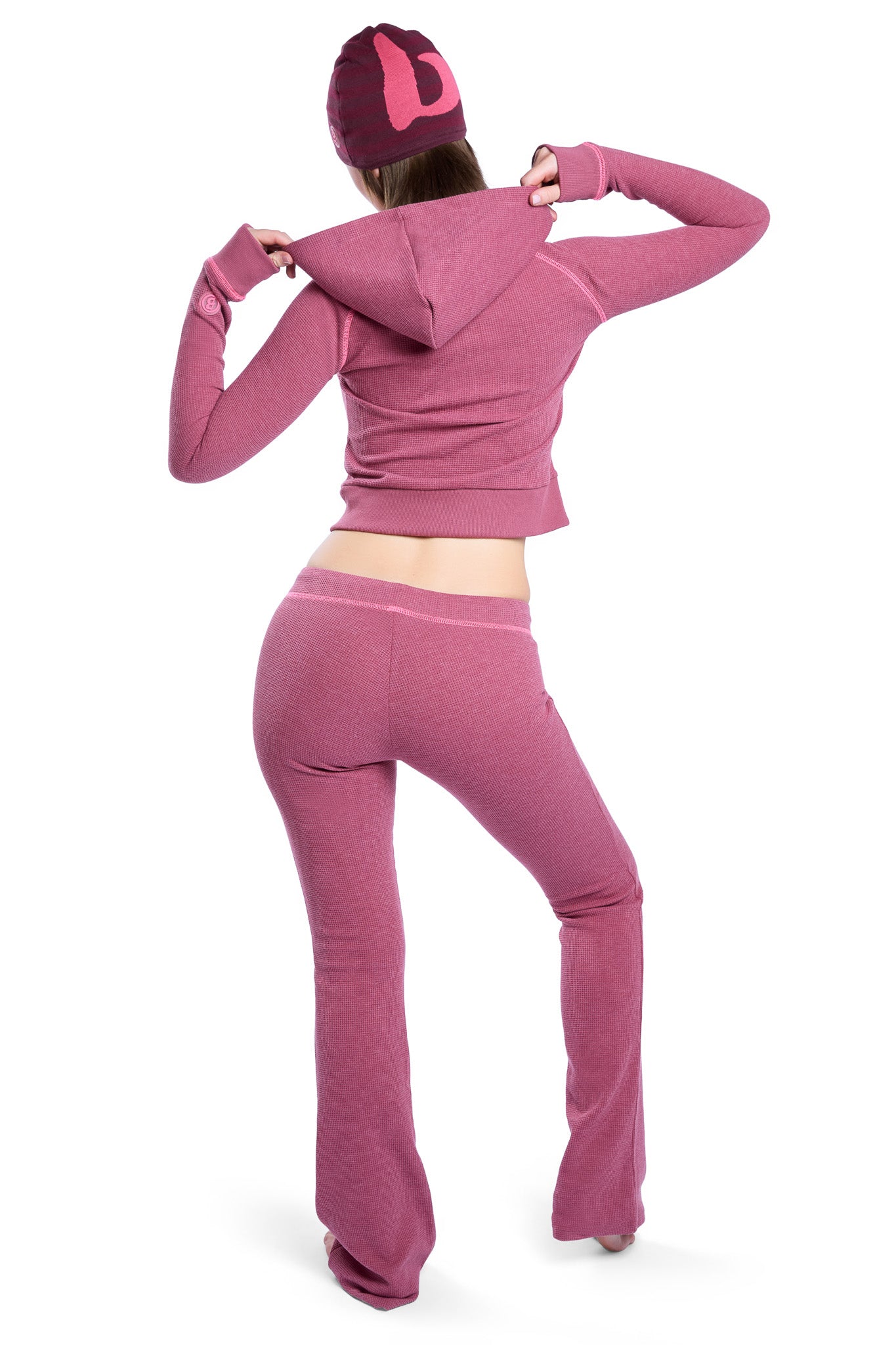 WAFFLE KNIT HOODIE (MAGENTA/PINK)