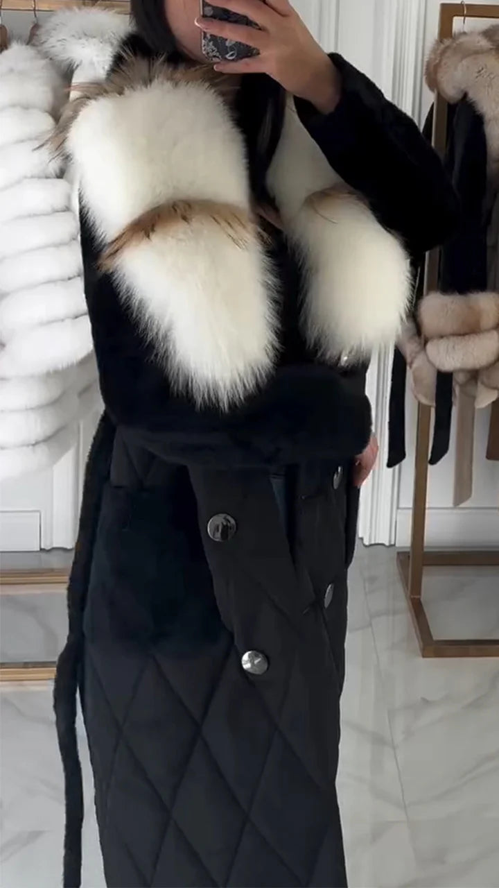 Women Fur Collar Patchwork Casual Coat