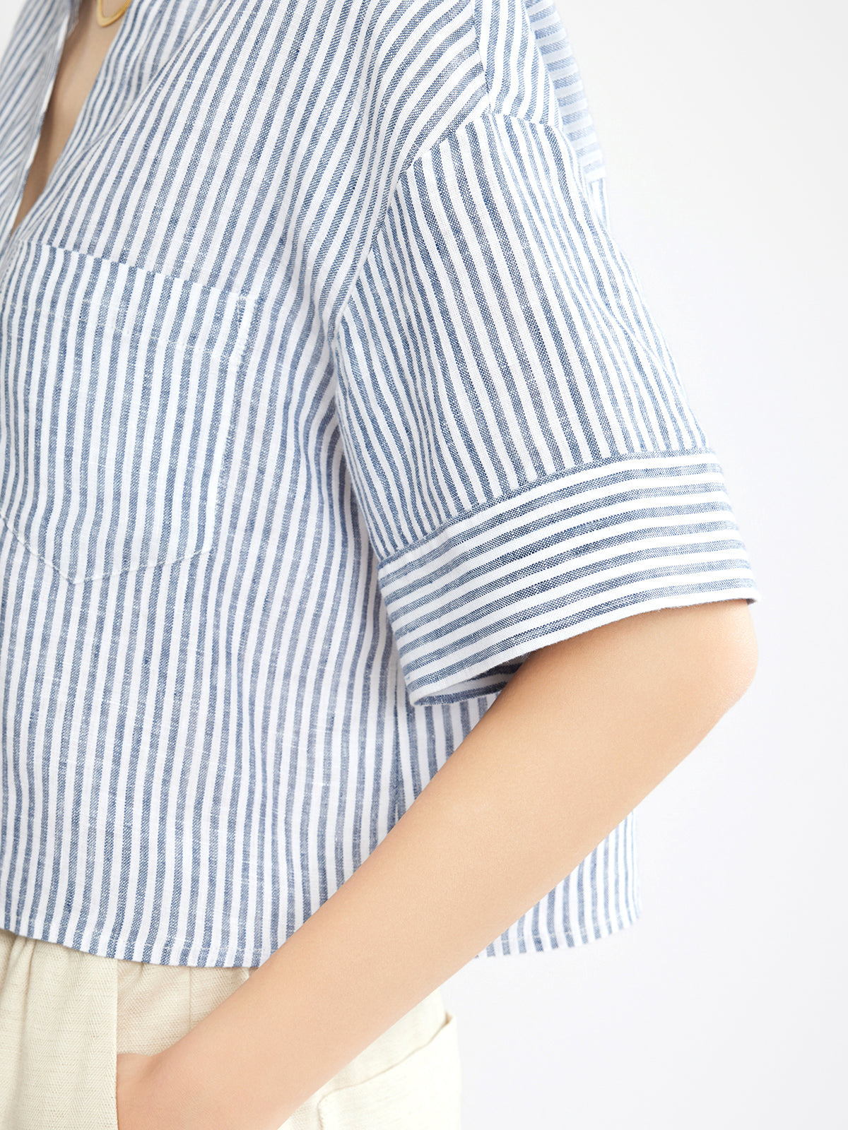 ASOBIO 100% Linen Cropped Shirt