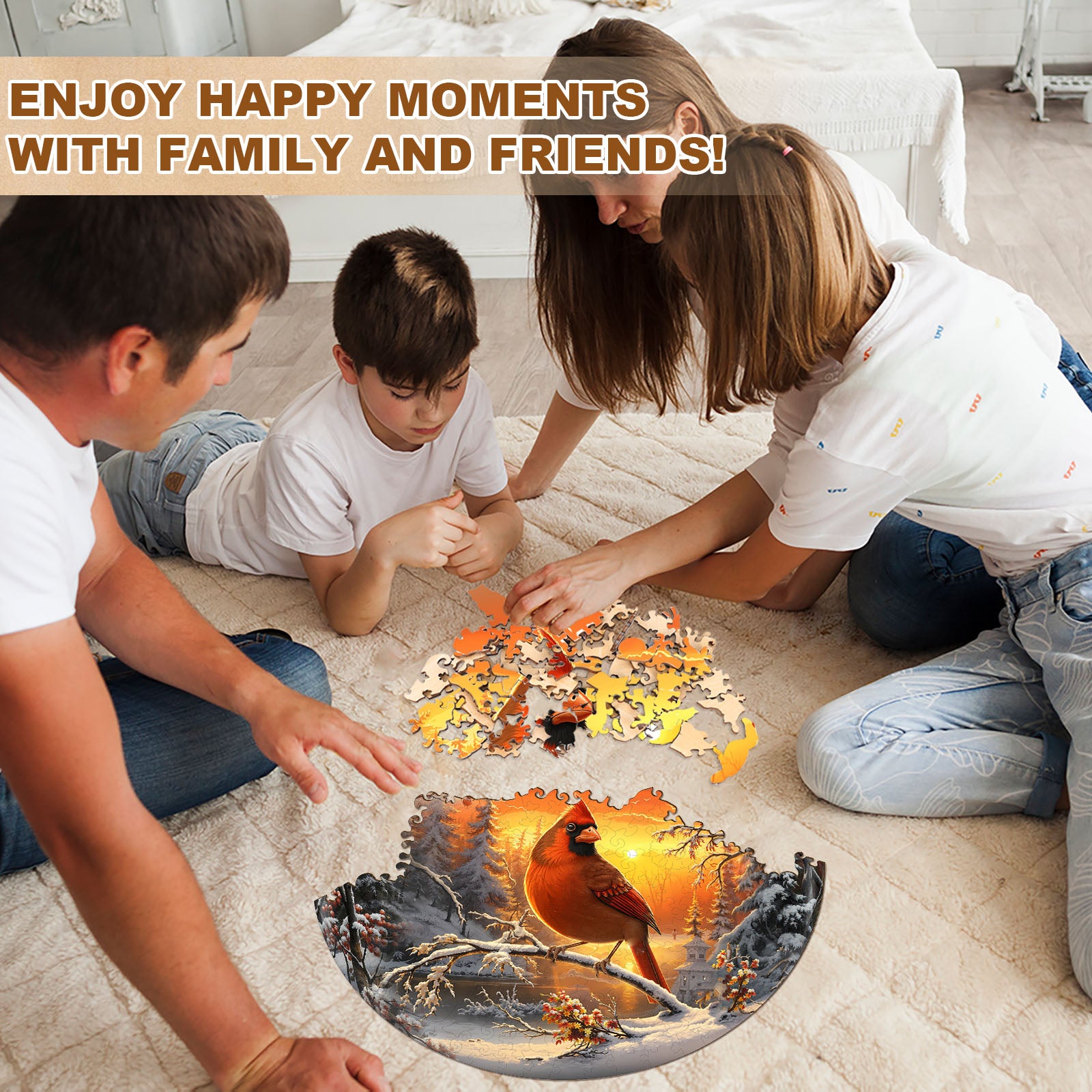 Snow Cardinal Wooden Jigsaw Puzzle