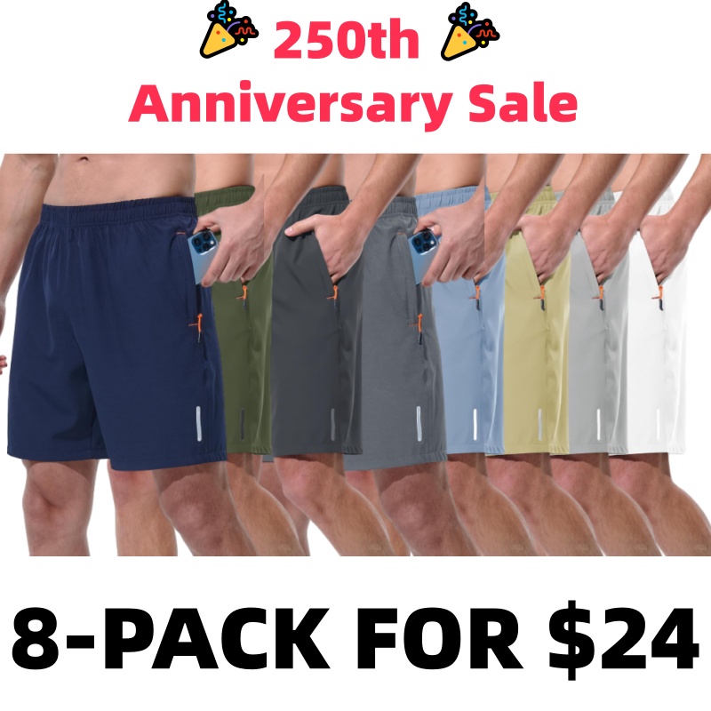 Mens Athletic Shorts Running Shorts Quick Dry Workout Shorts Lightweight Gym Basketball Shorts Zipper Pockets