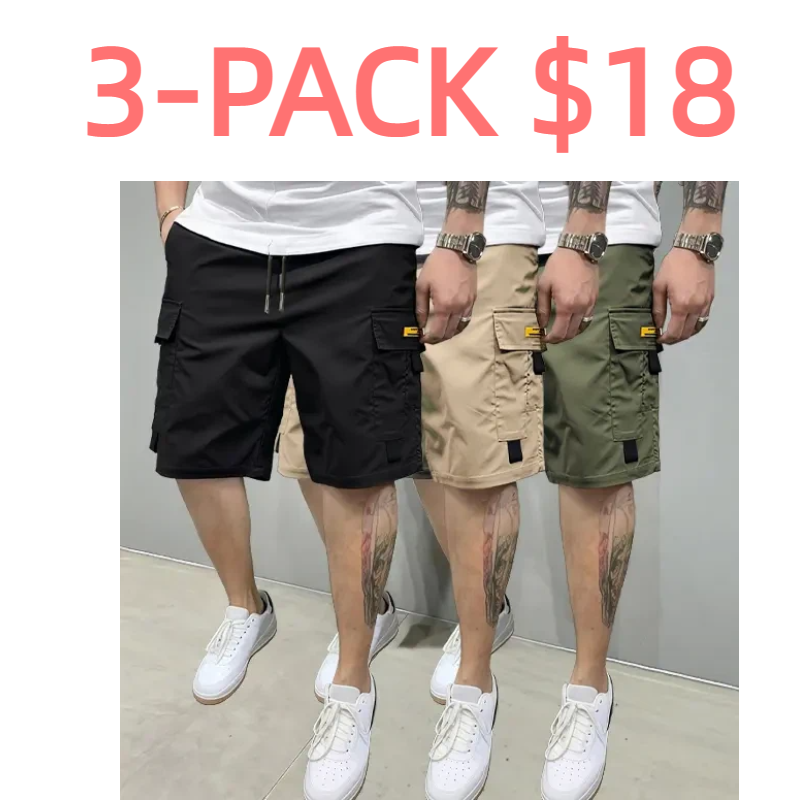Street Style Three-Piece Set!Men's Multi-Pocket Cargo Shorts
