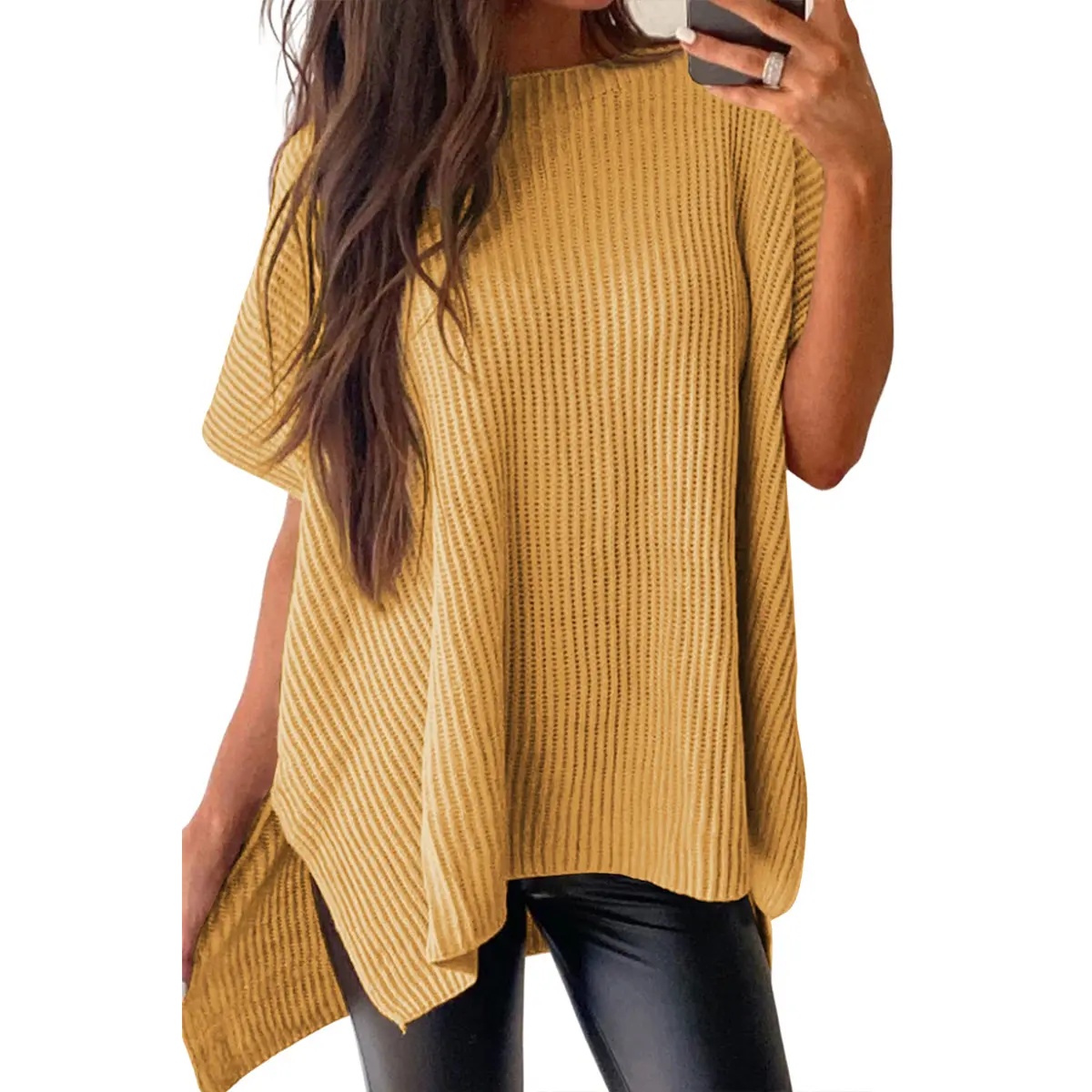 2026 Spring/Summer Oversized Cozy Ribbed Knit Top