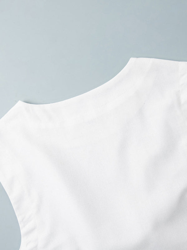 Cotton and Linen Vest Skirt Set