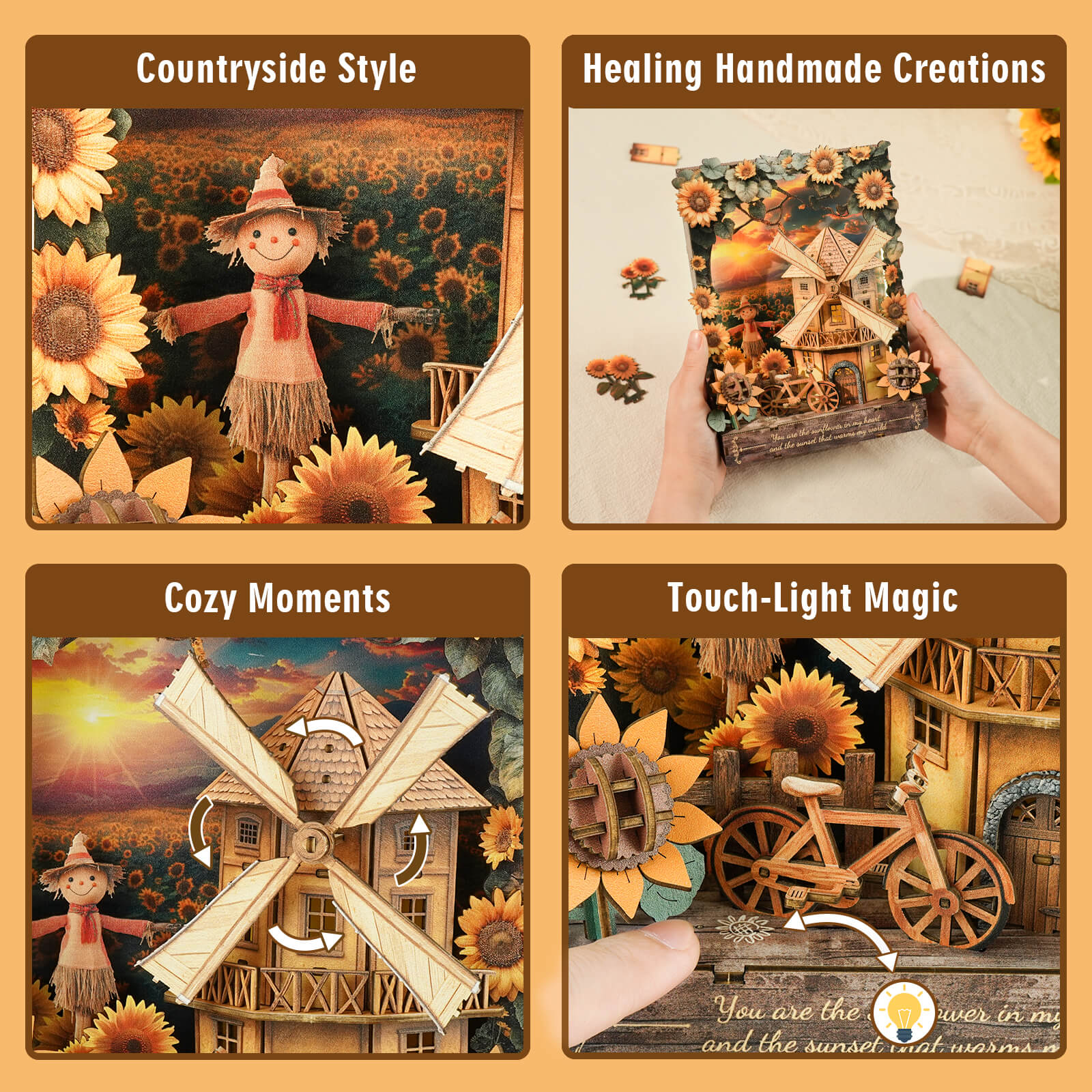 Sunlit Fieldscape â€“ DIY Wooden Painting, 3D Puzzle Craft Kit