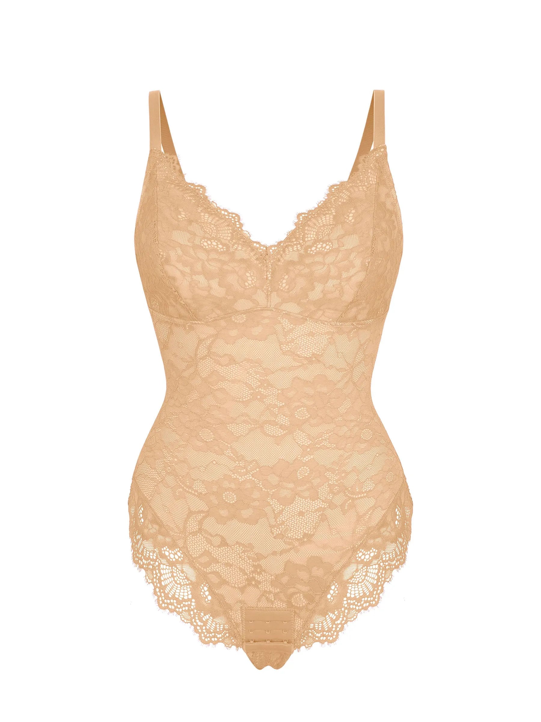 Feelingirl Lace V Neck Full Bodysuit