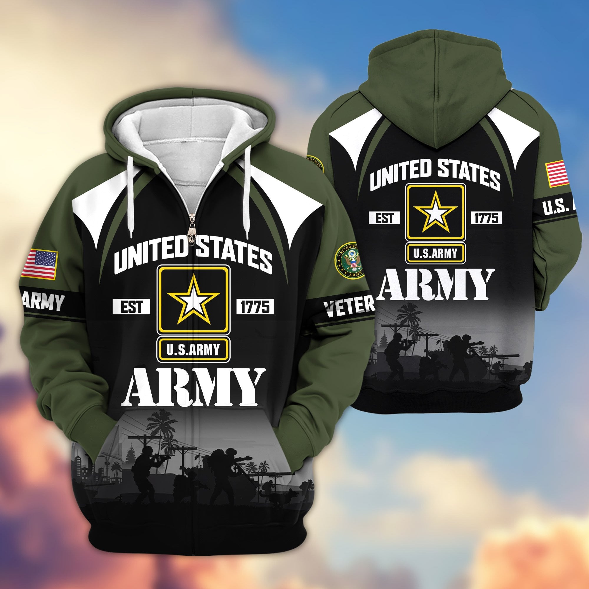 Premium US Veterans Zip Hoodie