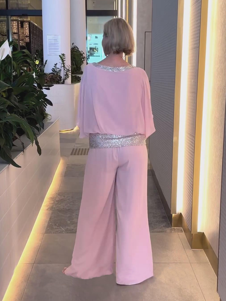 Plus Size Pink Sequin Spinning Tunic Suit 9c42