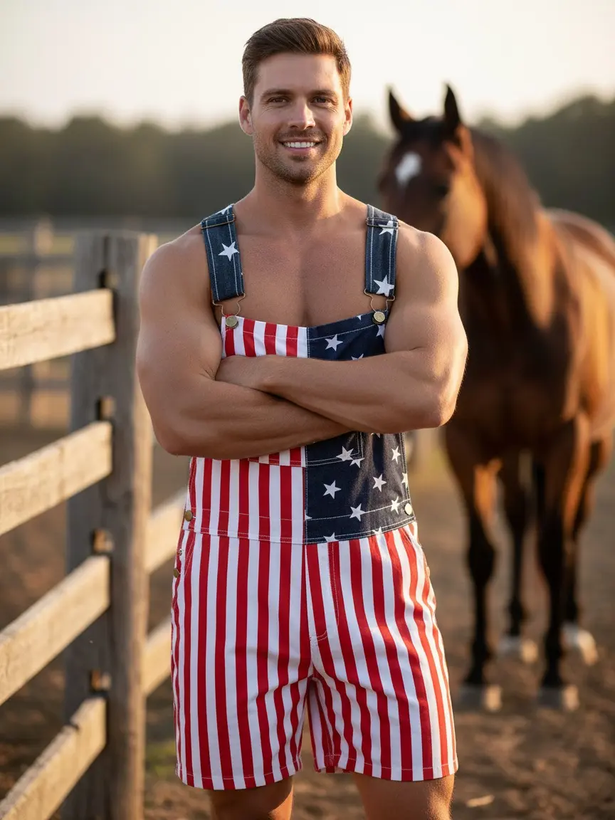 250th Anniversary Shorts 4th of July American Flag Overalls