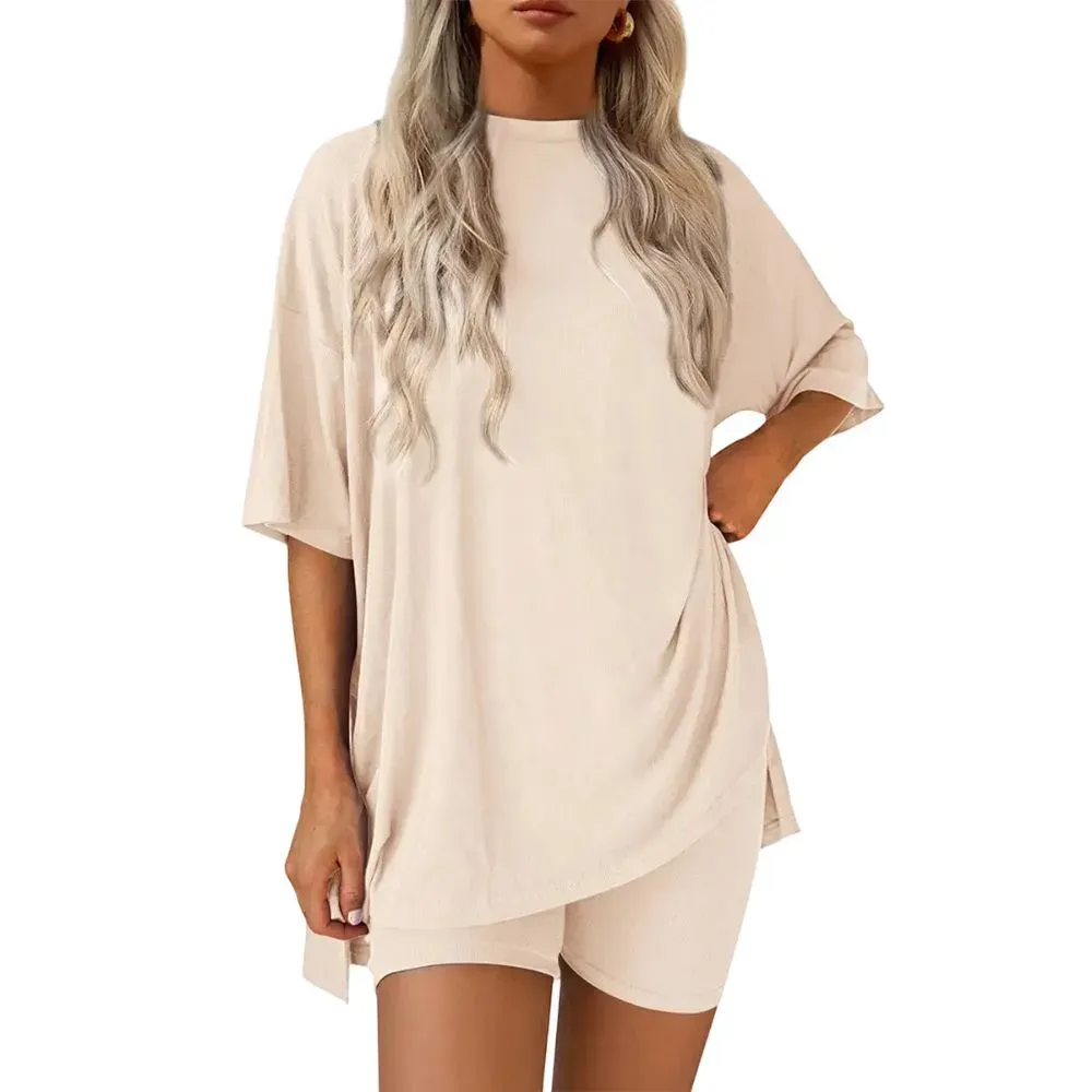 Women's Oversized Tee & Shorts Loungewear Sets