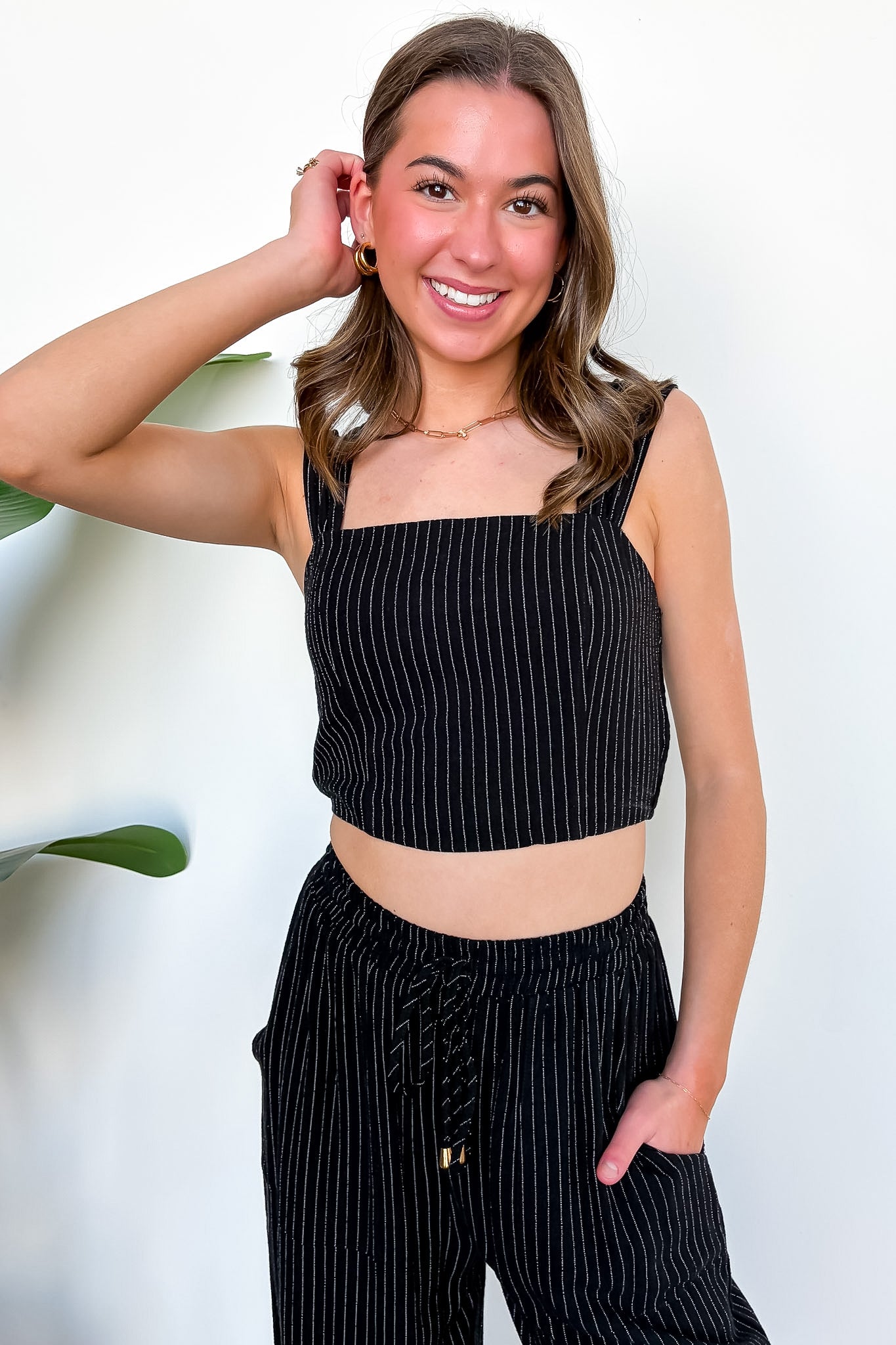 Striped Linen Blend Tank Top