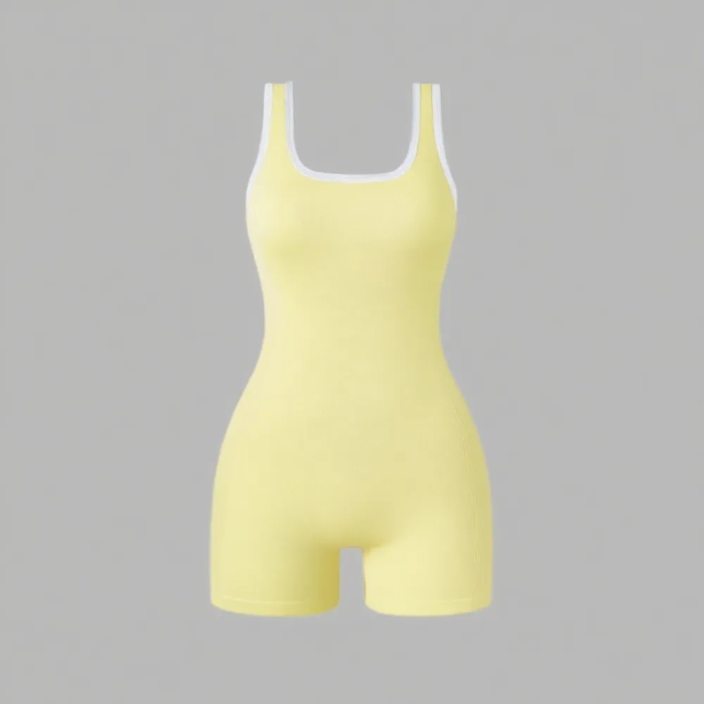 Lady's Sleeveless Solid-color Close-fitting  Rompers