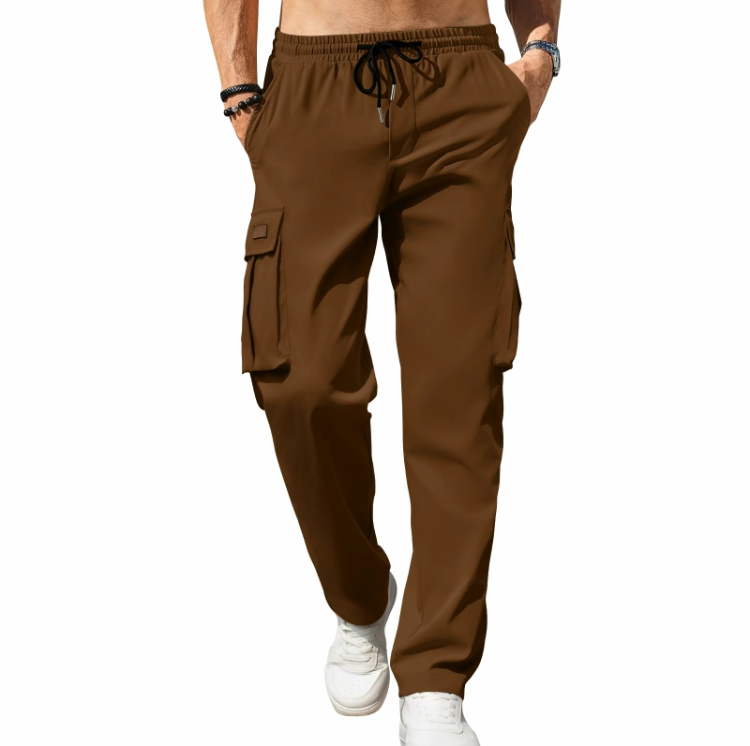 Men's Cargo Pants – Casual Loose Fit Sweatpants with Drawstring Waist and Multi Pockets
