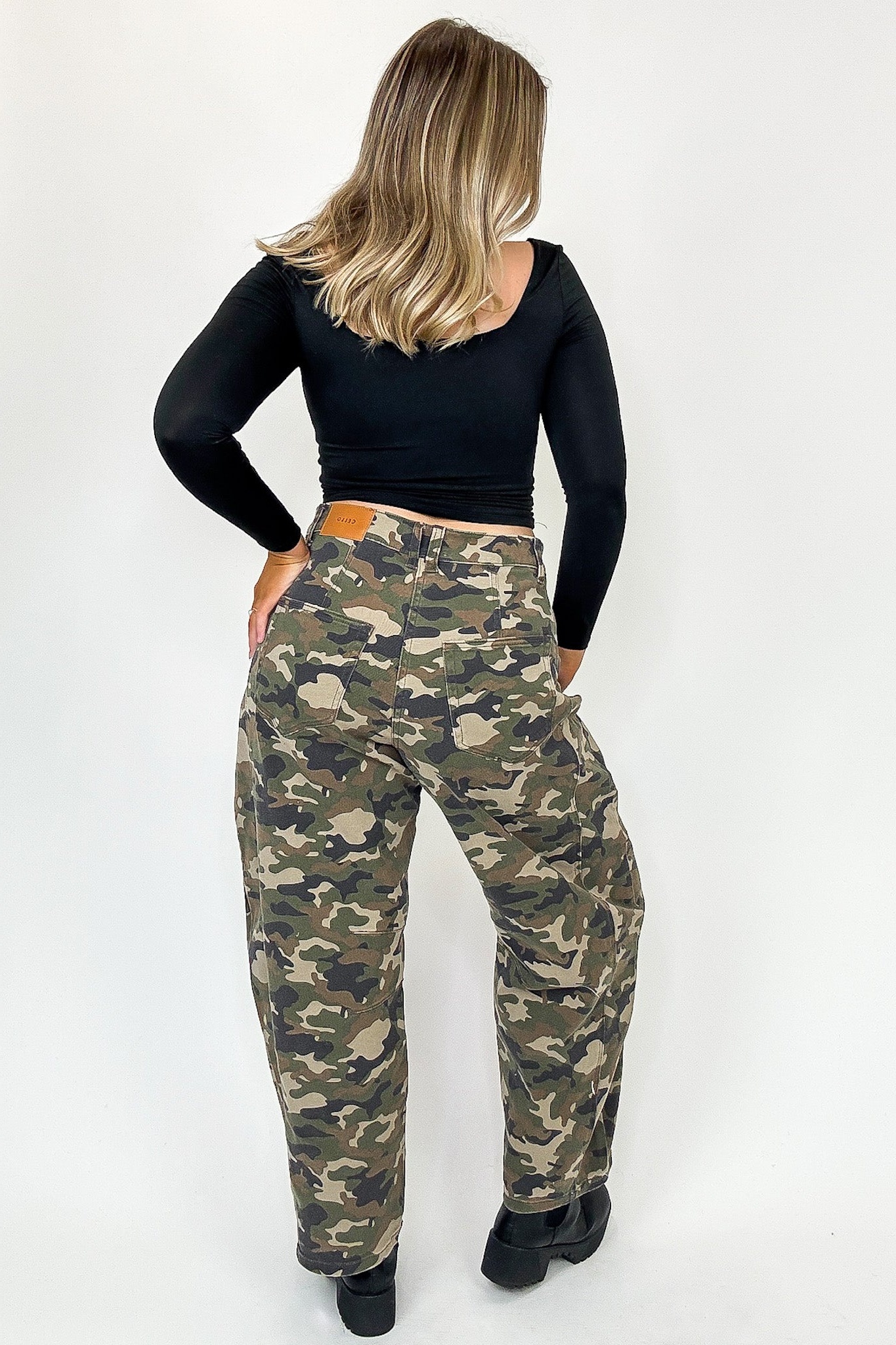 Rogue Terrain Camo Mid Waisted Barrel Leg Jeans