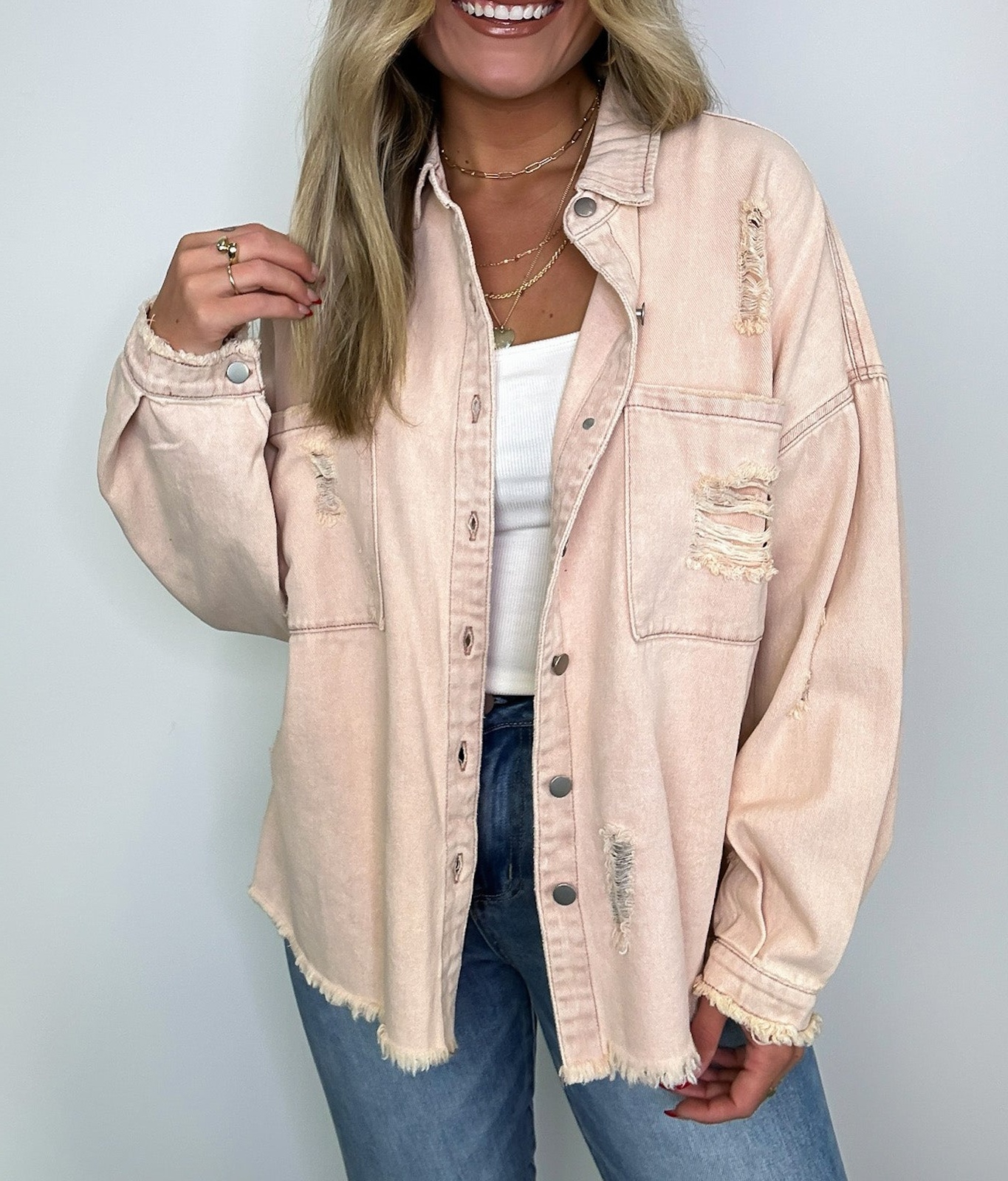 Oversized Distressed Denim Jacket